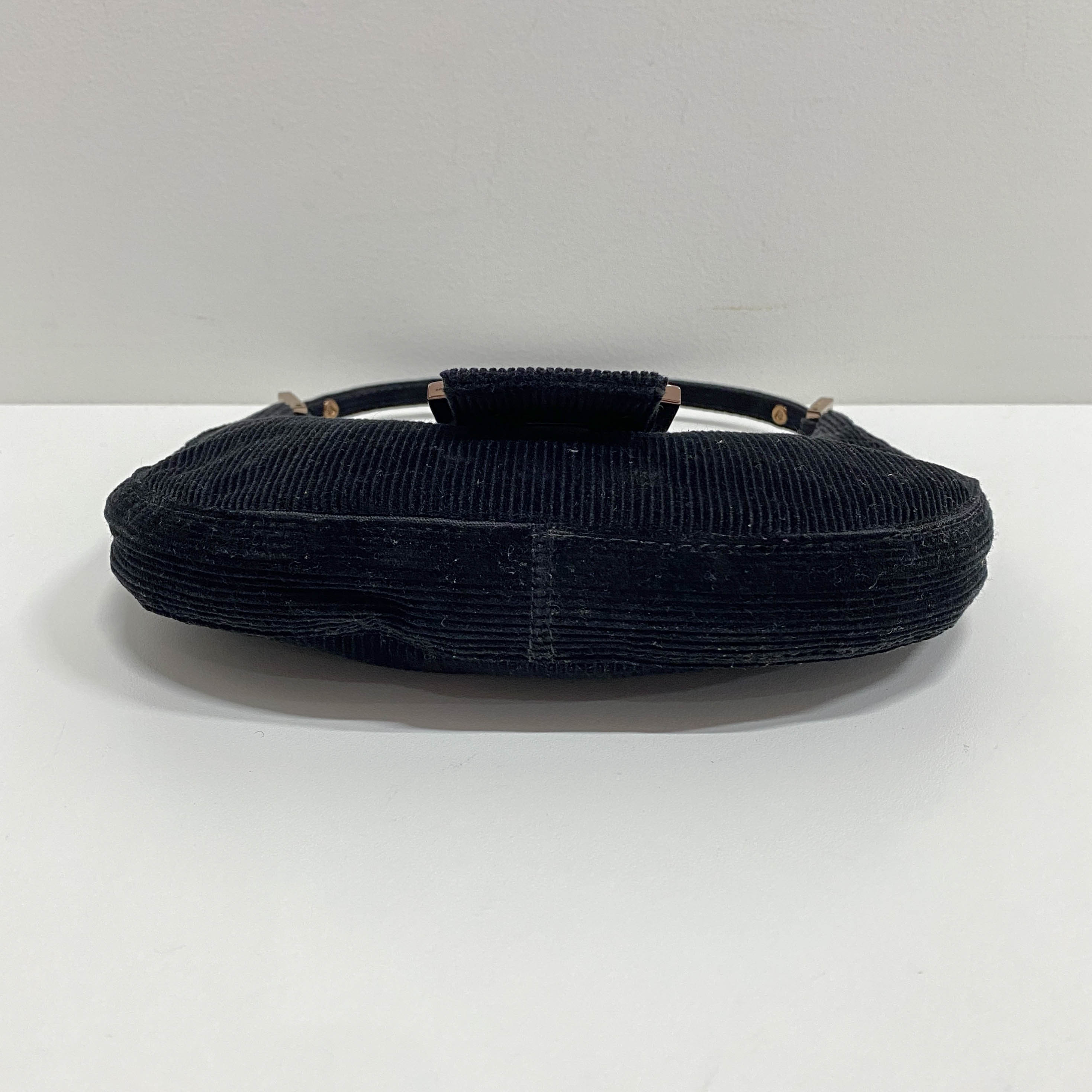 Croissant Black Corduroy Shoulder Bag