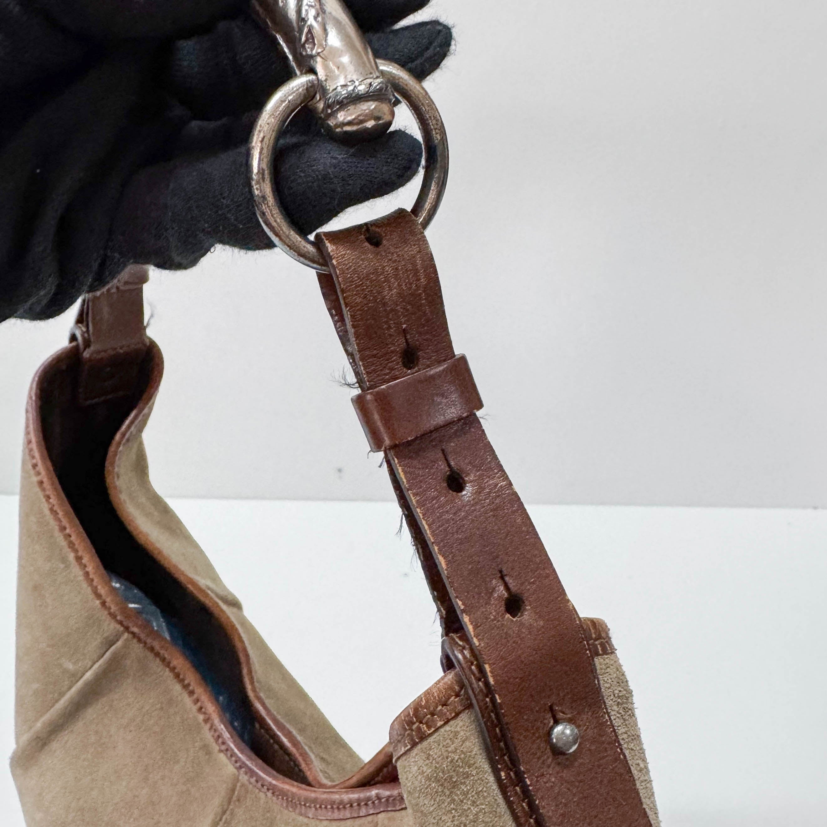 Mombasa Beige Suede Shoulder Bag