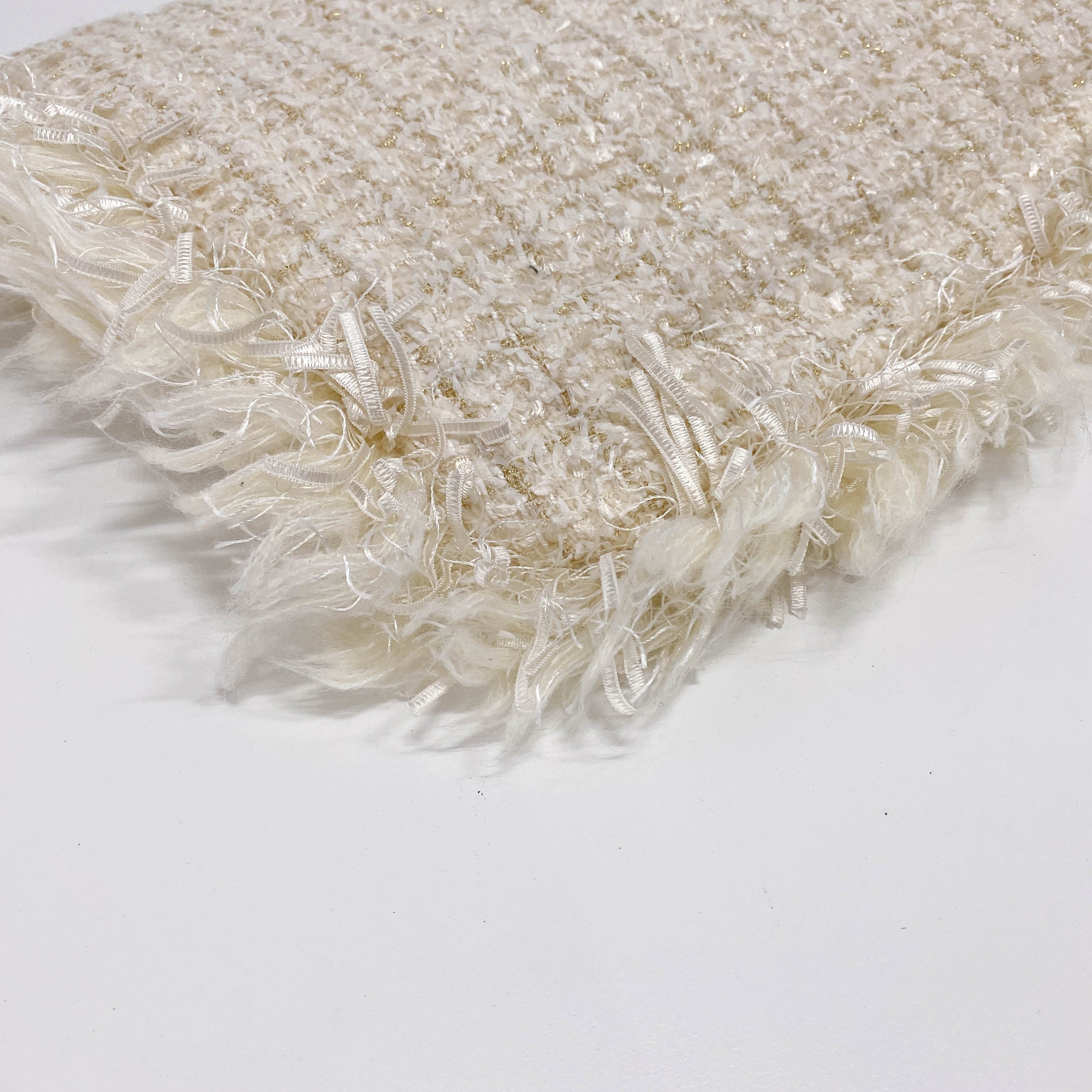 Ivory Tweed Oversized Clutch Bag
