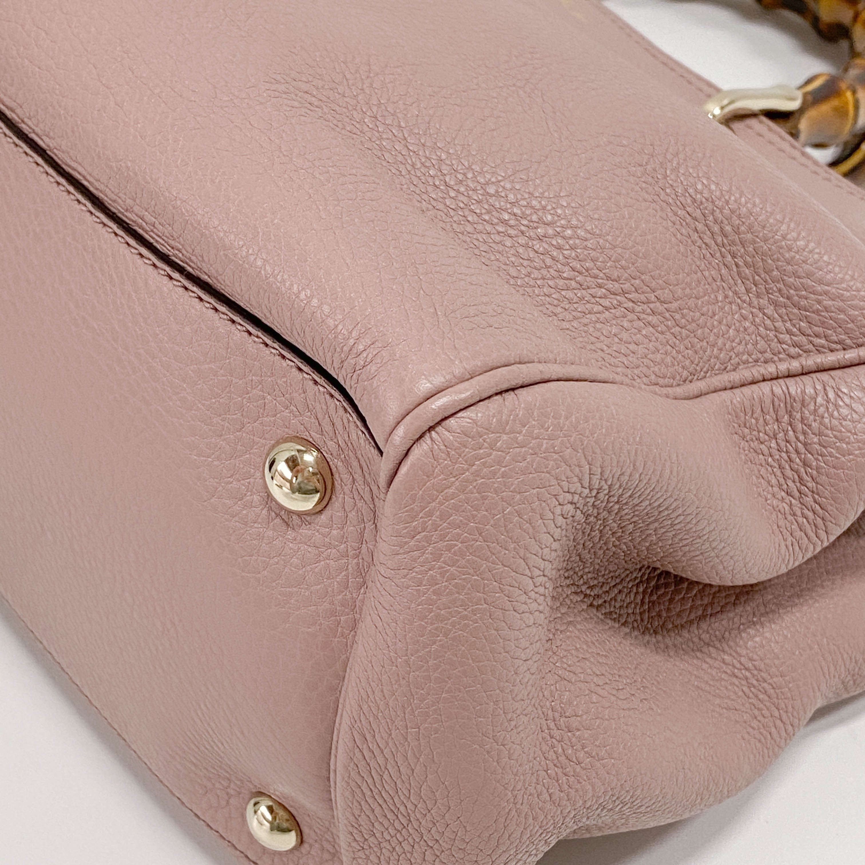 Bamboo Shopper Pink Leather Two Way Bag