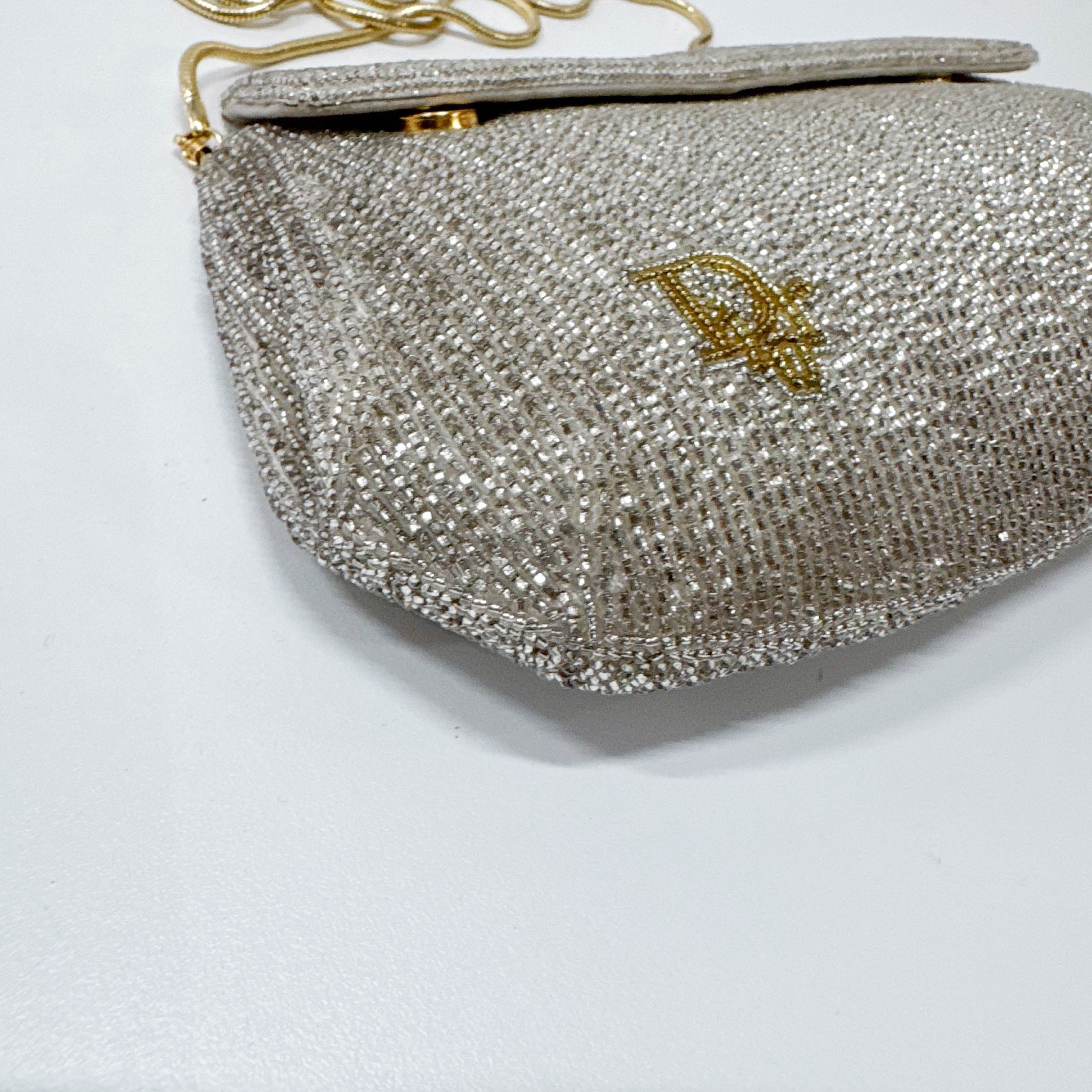 Vintage Silver Beaded Glod Chain Shoulder Bag