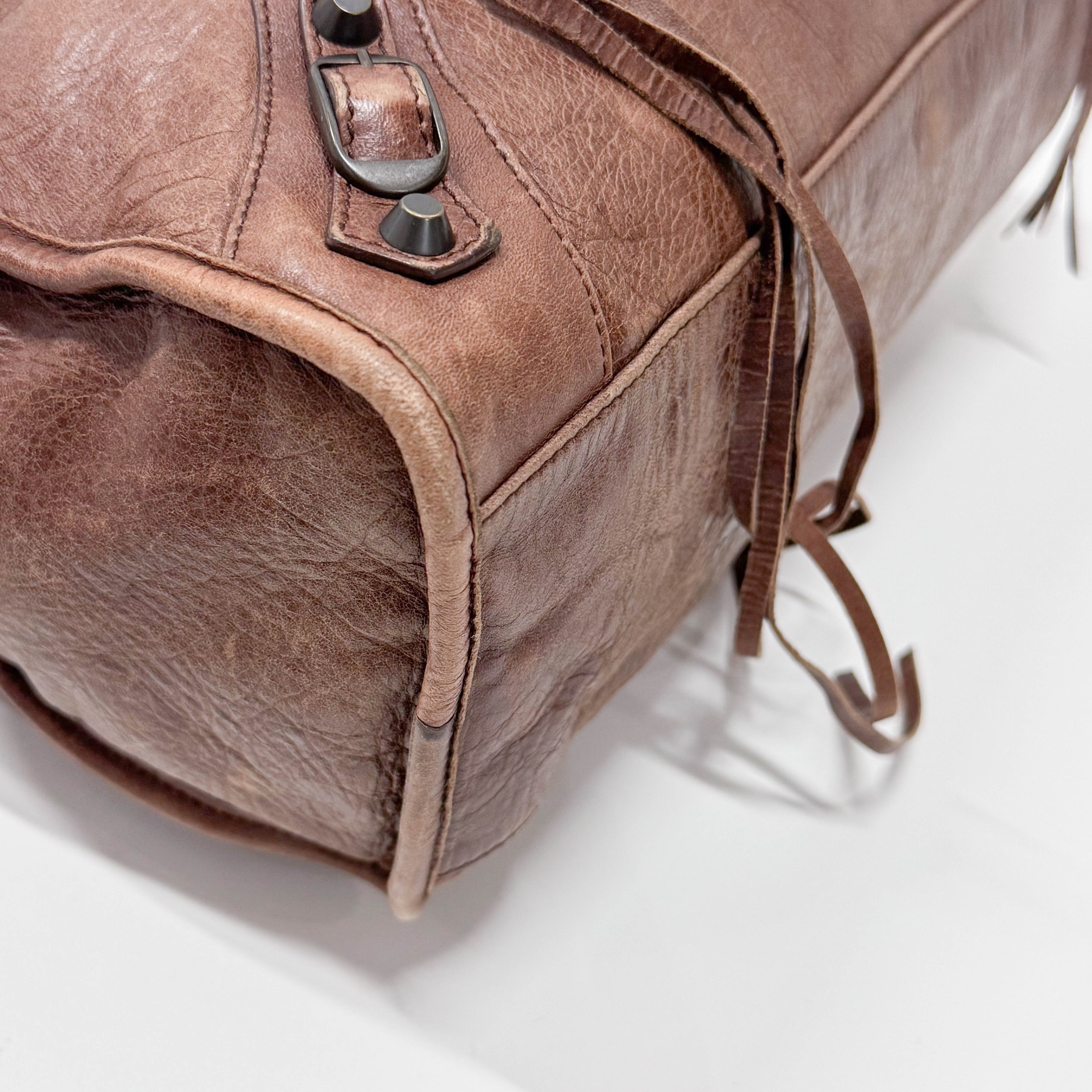 The City Brown Leather Shoulder Bag