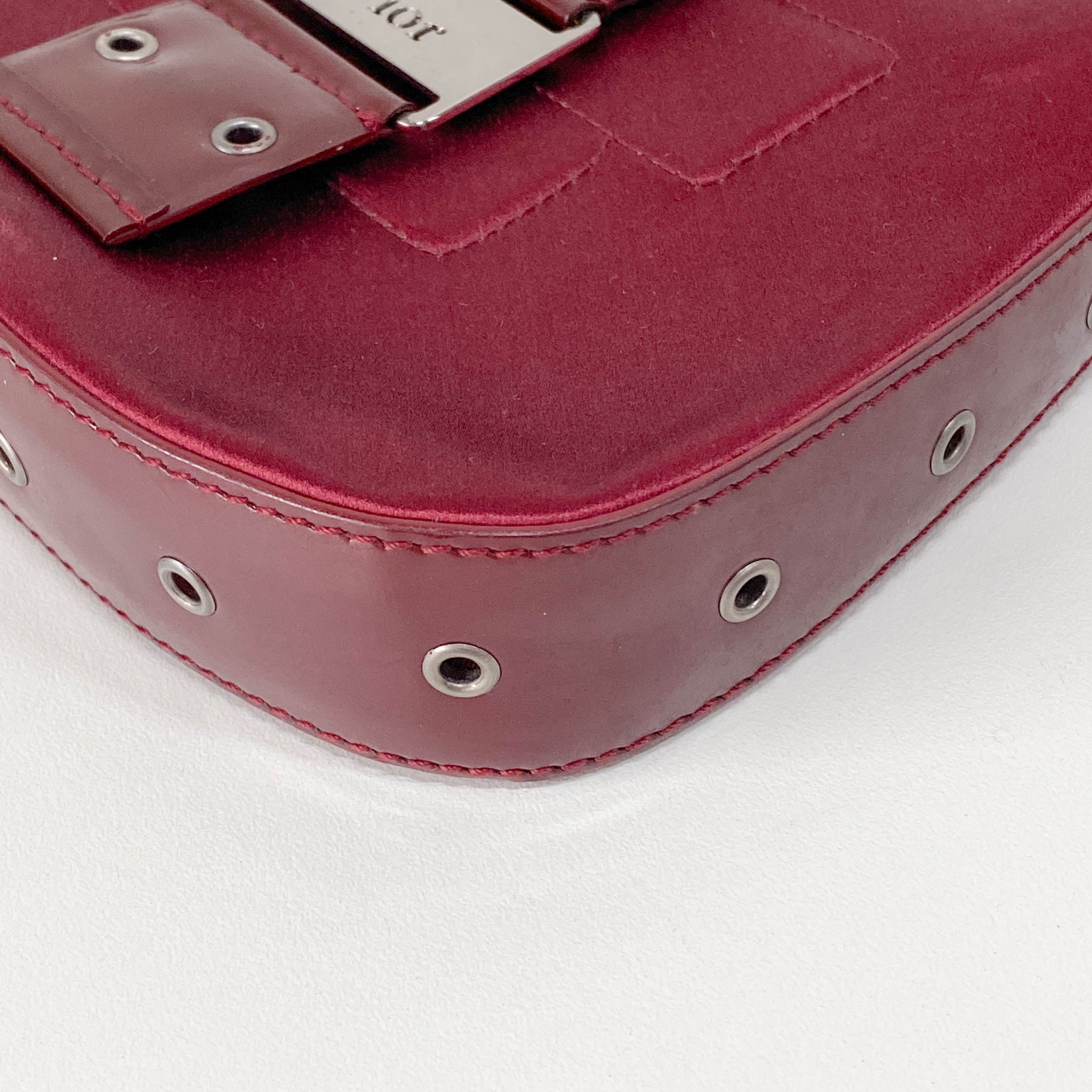 Mini Burgundy Satin Hobo Shoulder Bag