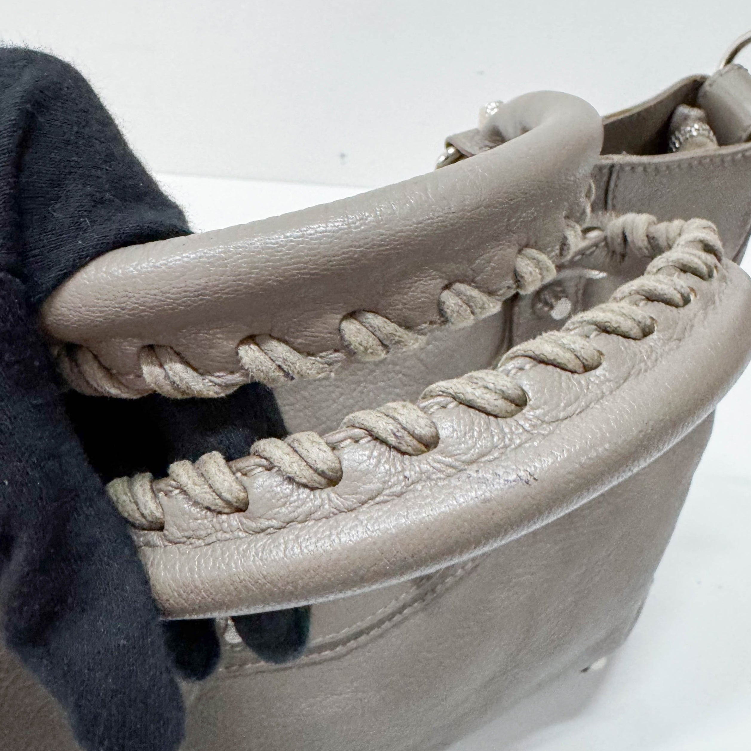 The Velo Grey Calfskin Leather Two Way Bag