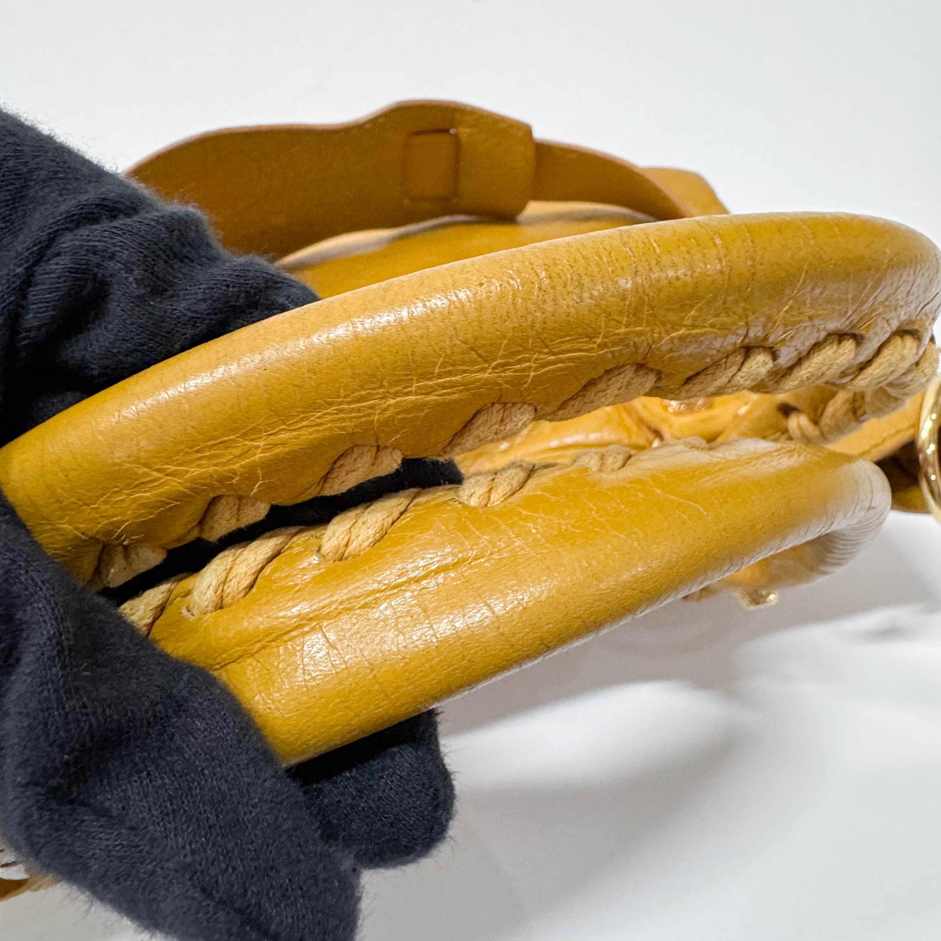 The First Yellow Leather Shoulder Two Way Bag