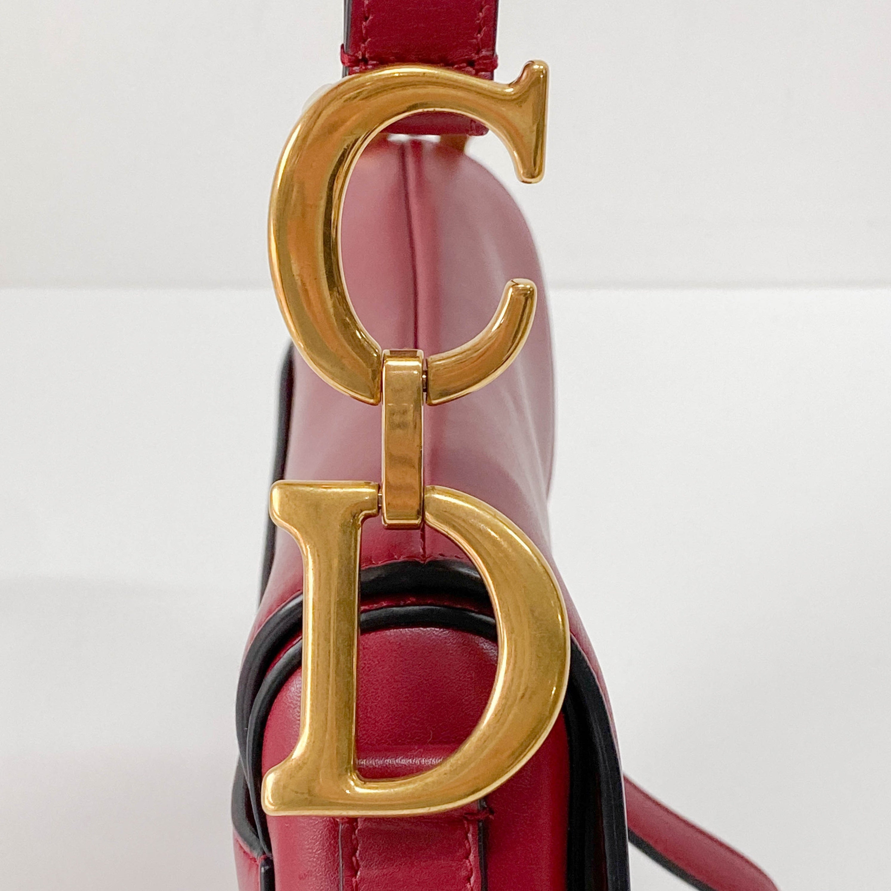 Saddle Red Leather Shoulder Bag