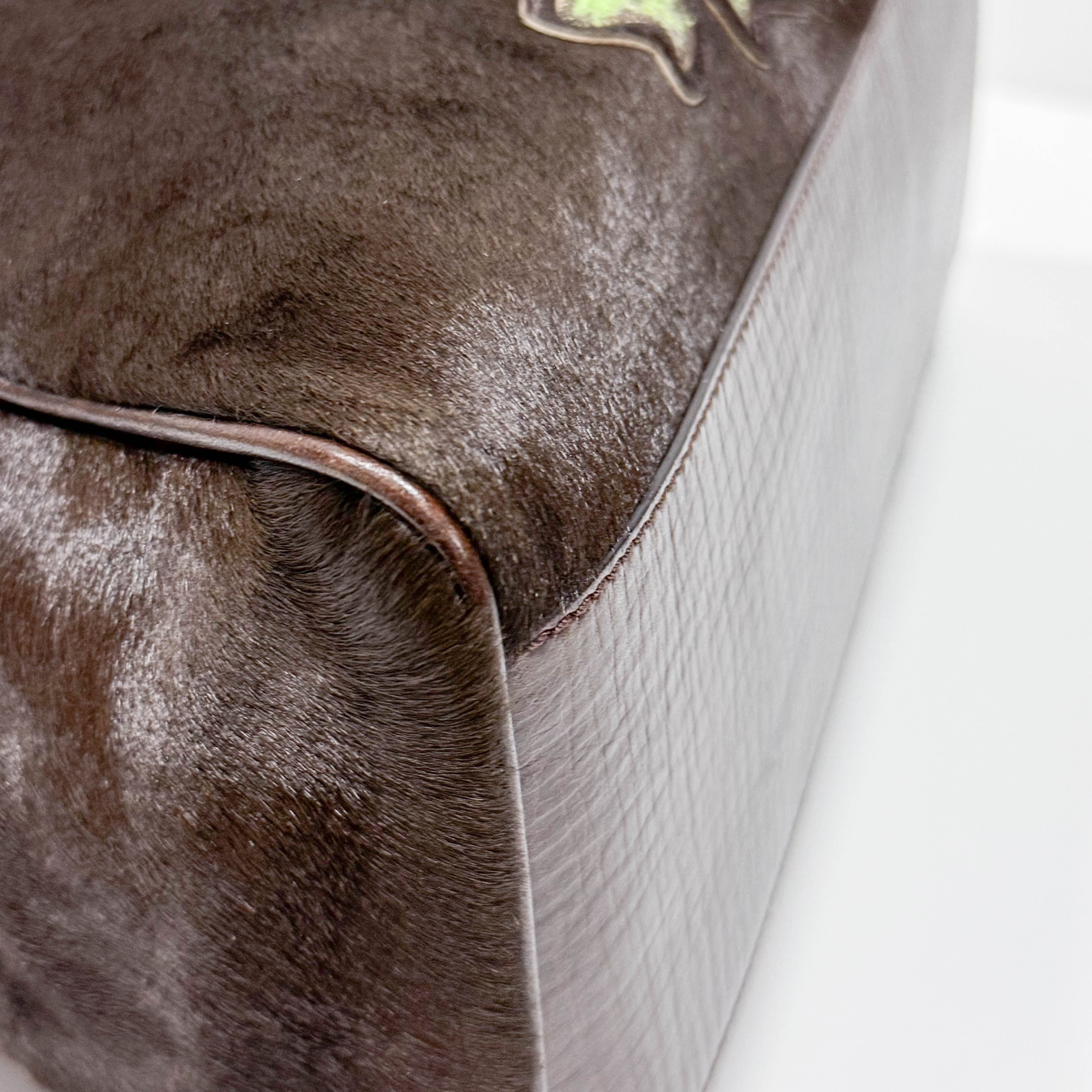 Limited Edition Squirrel Print Brown Pony Hair Shoulder Bag