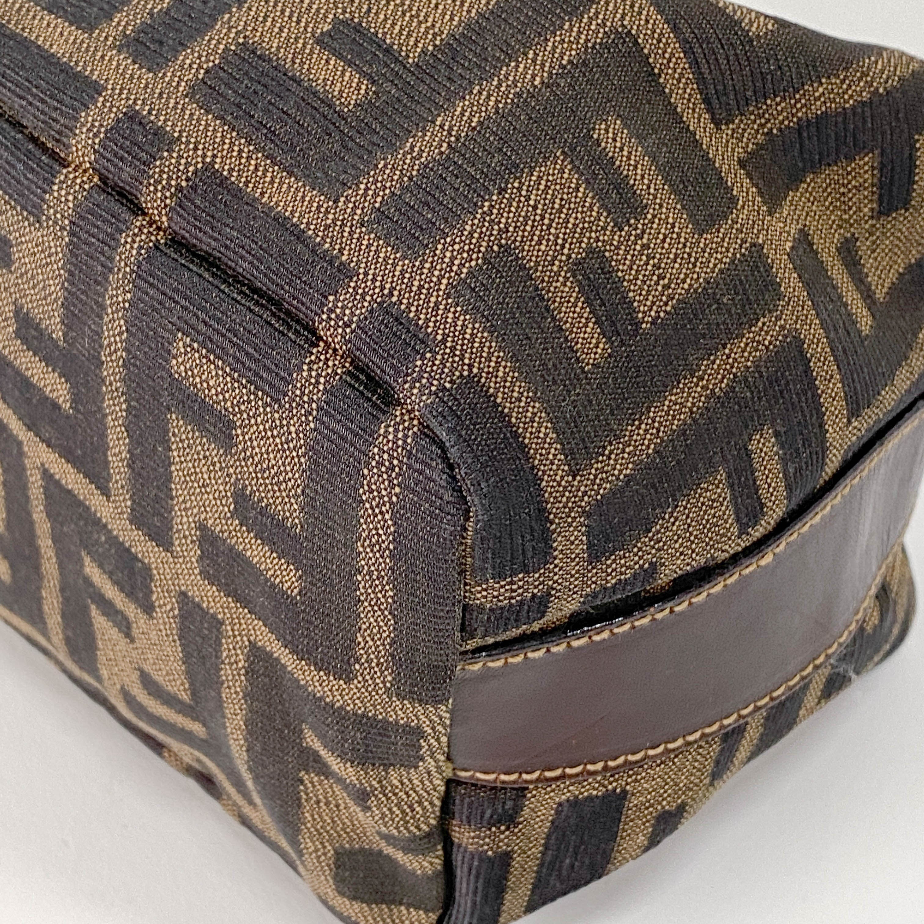 Zucca Brown Canvas Vanity Pouch