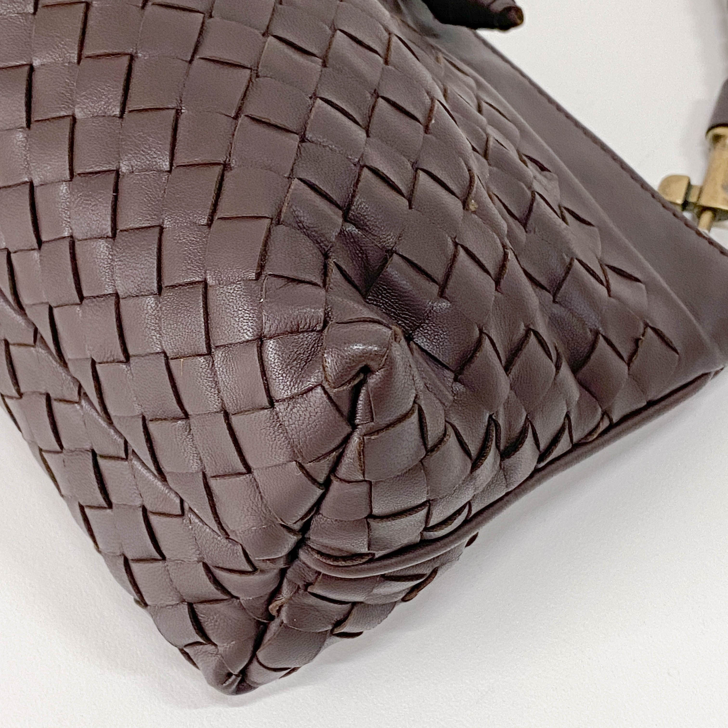 Intrecciato Brown Leather Shoulder Bag