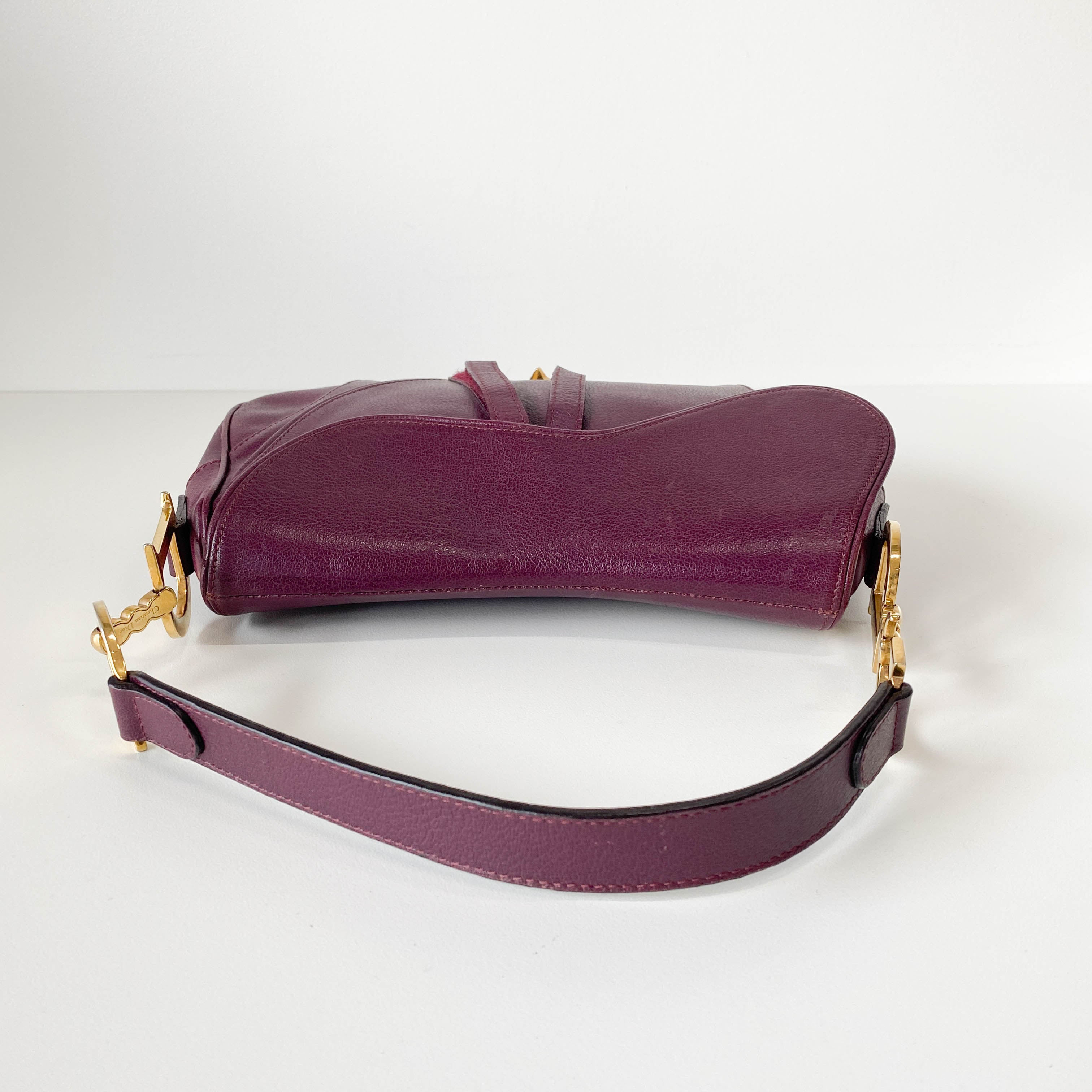 Double Saddle Purple Leather Shoulder Bag