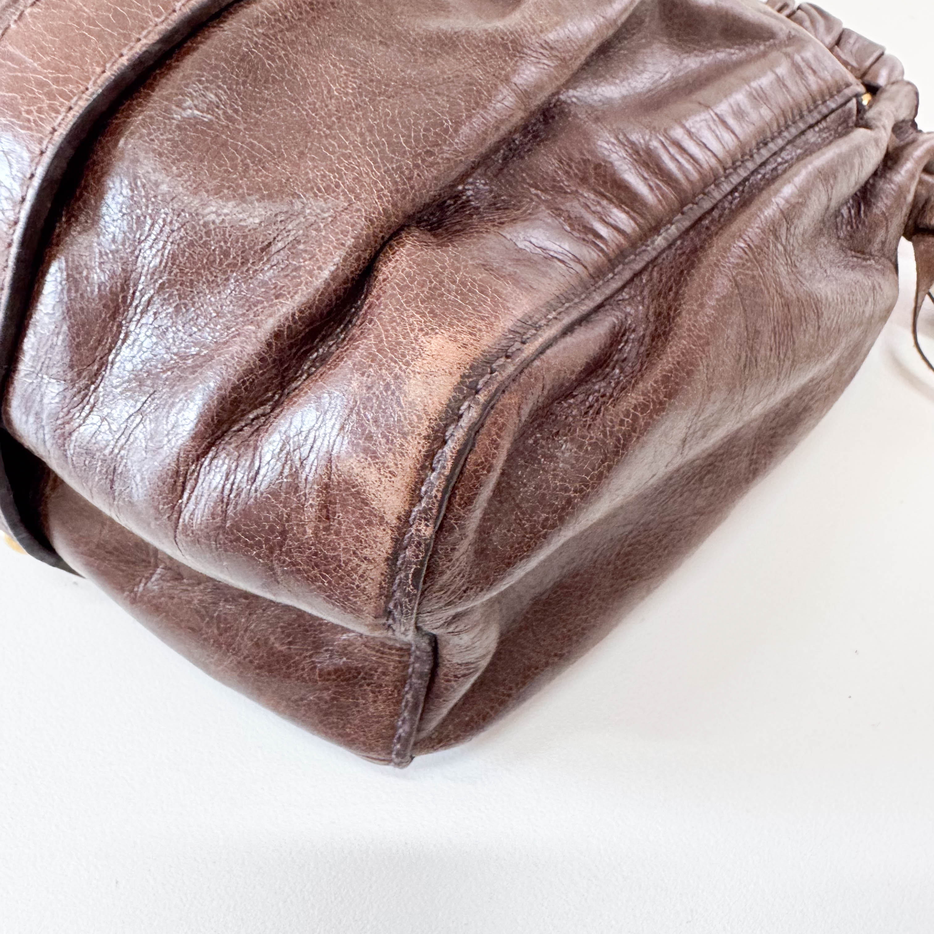 Vitello Brown Leather Top Handle Bag