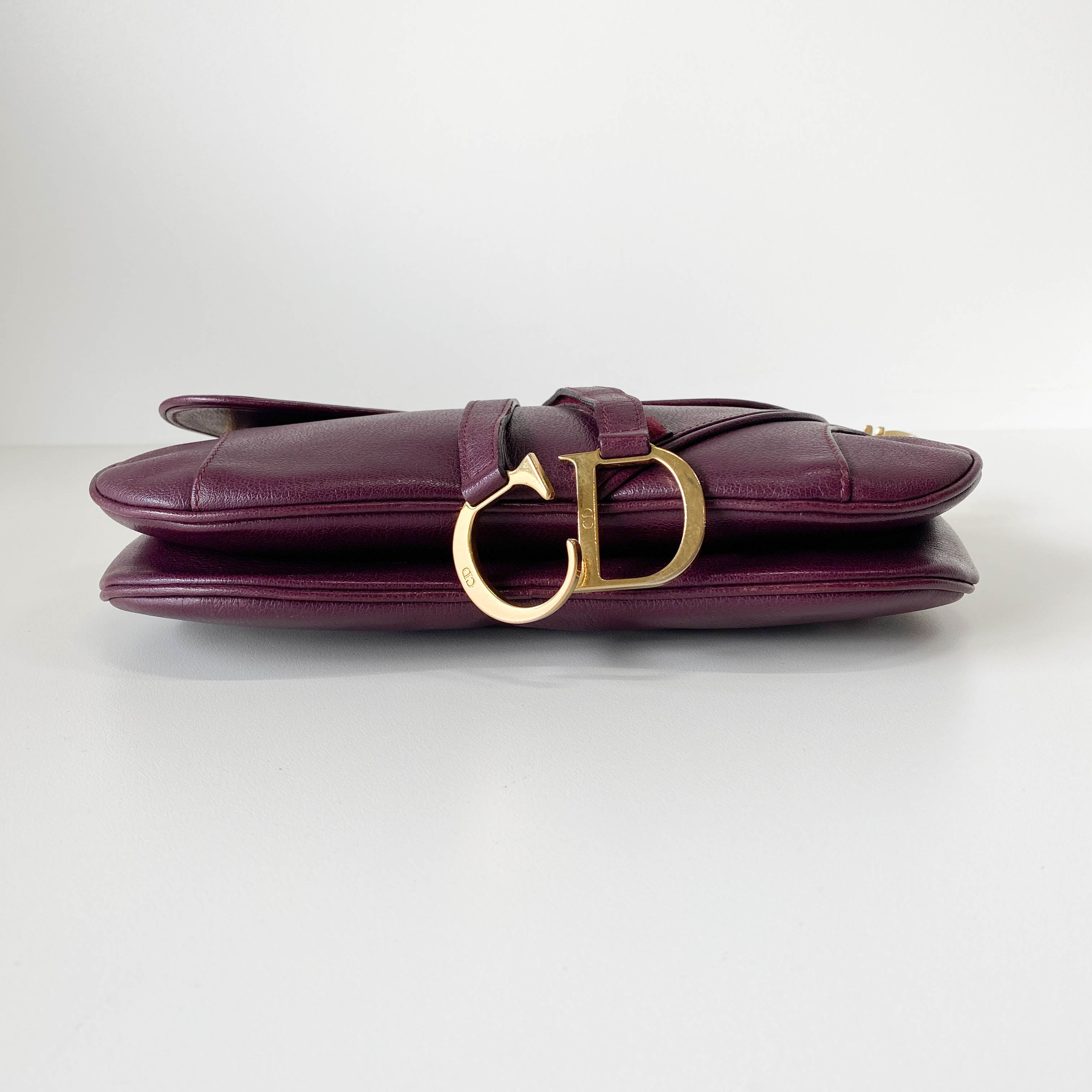 Double Saddle Purple Leather Shoulder Bag
