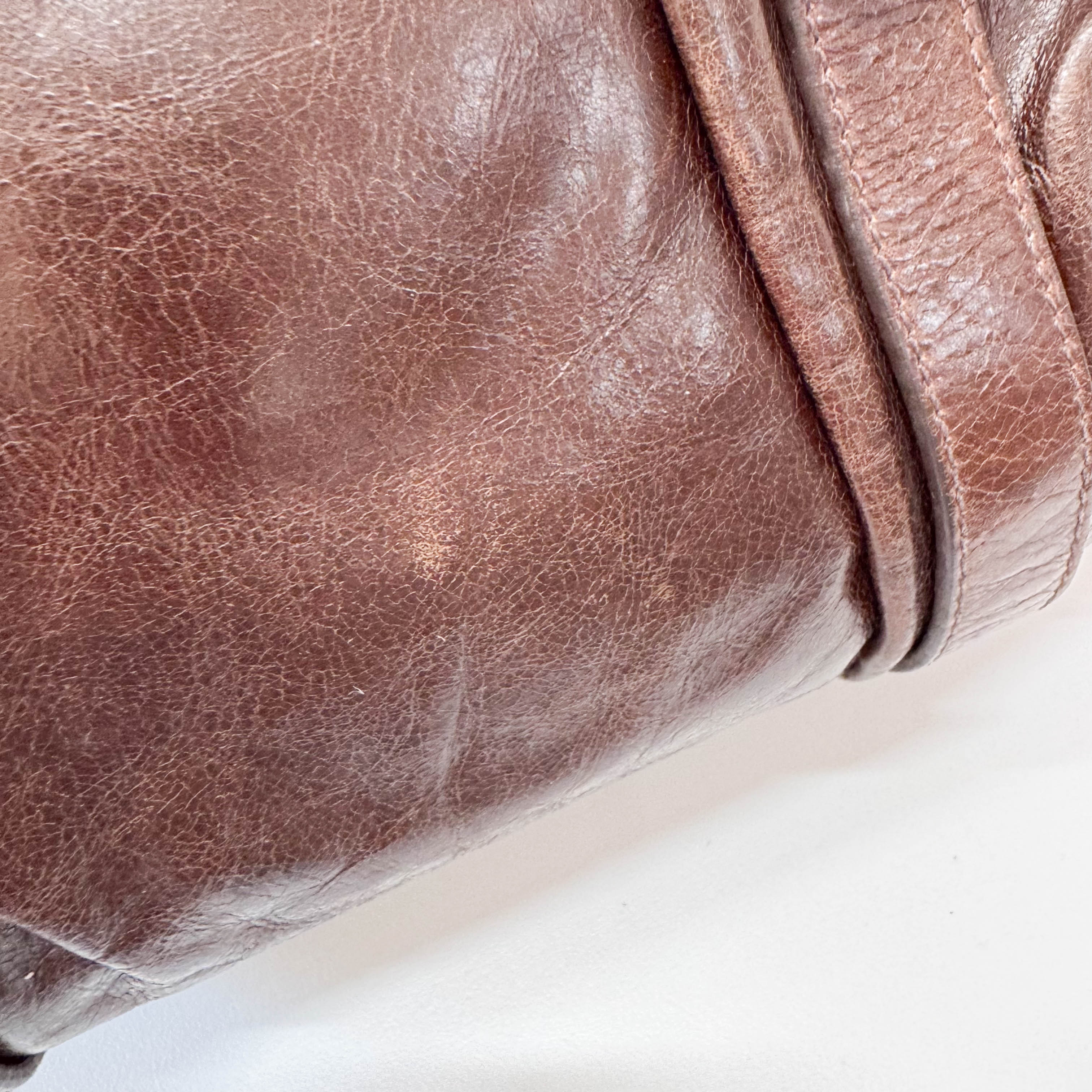 Vitello Brown Leather Top Handle Bag