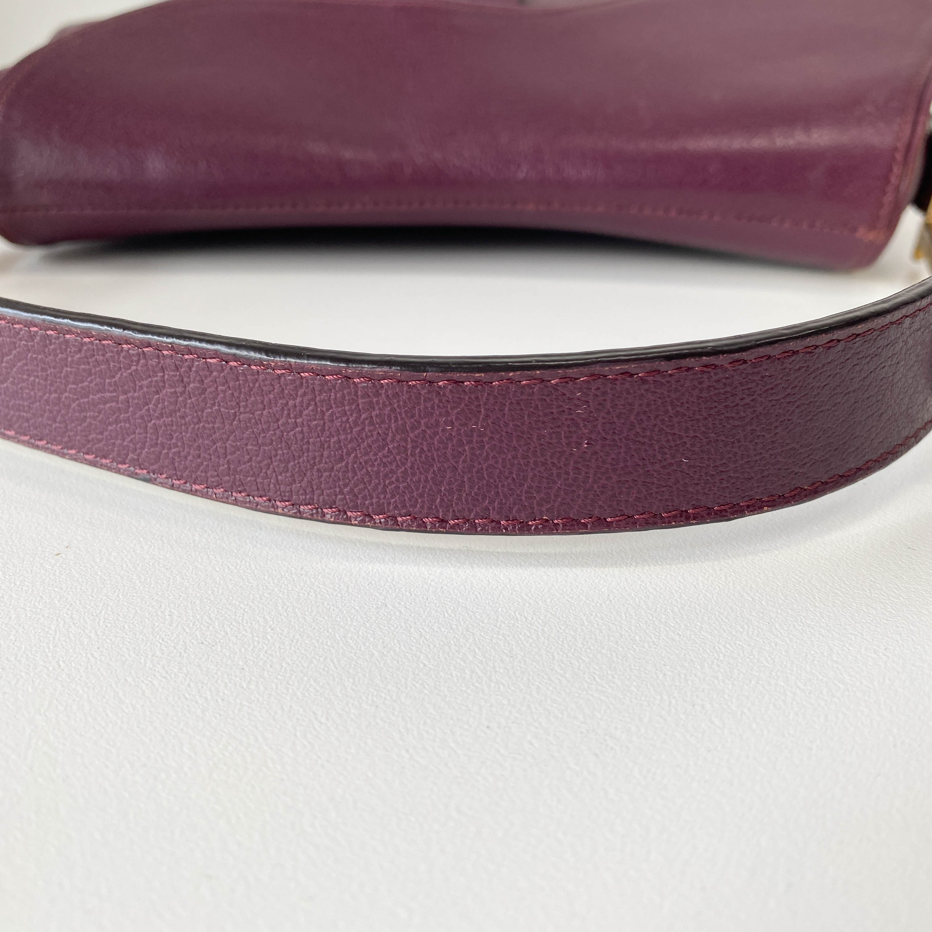 Double Saddle Purple Leather Shoulder Bag