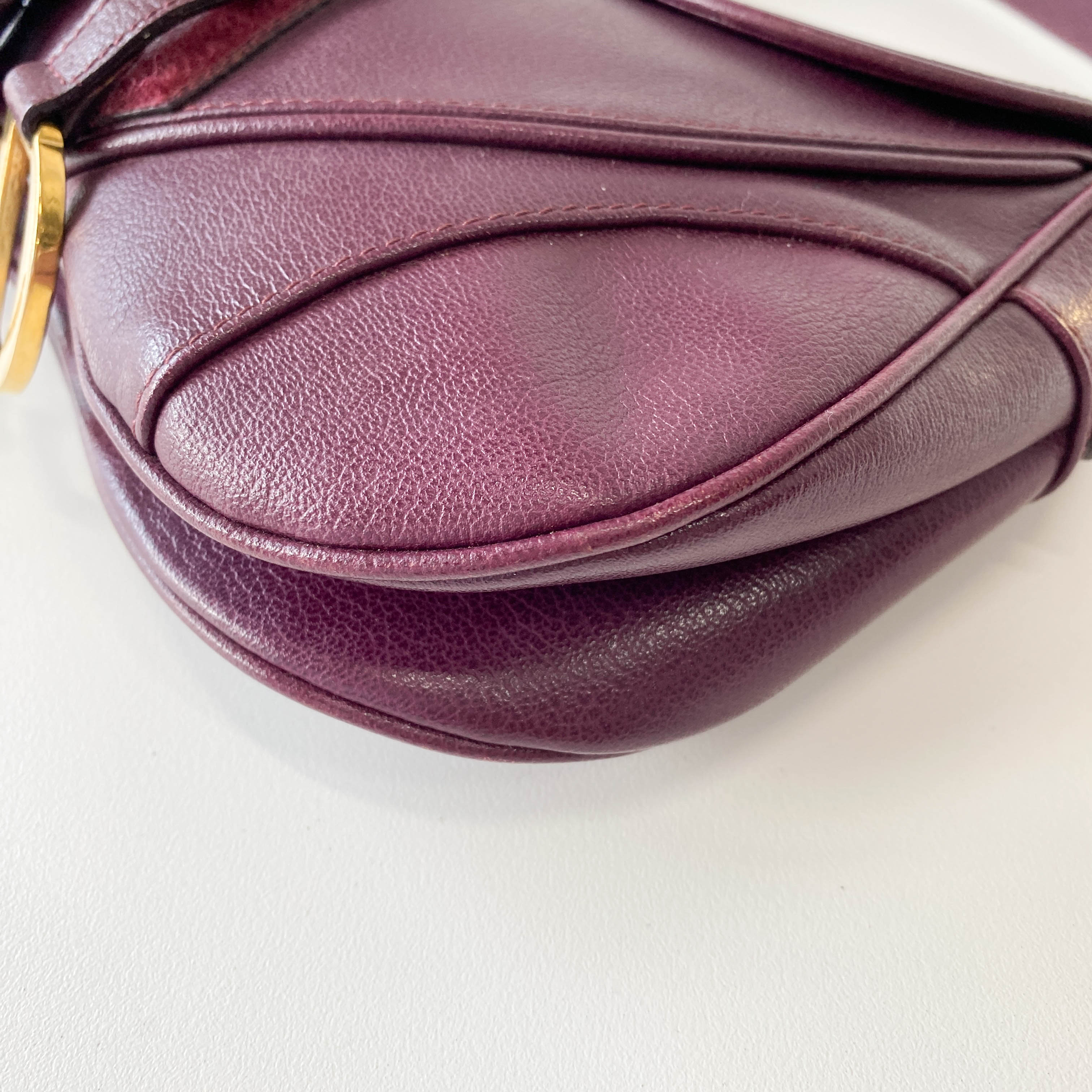Double Saddle Purple Leather Shoulder Bag