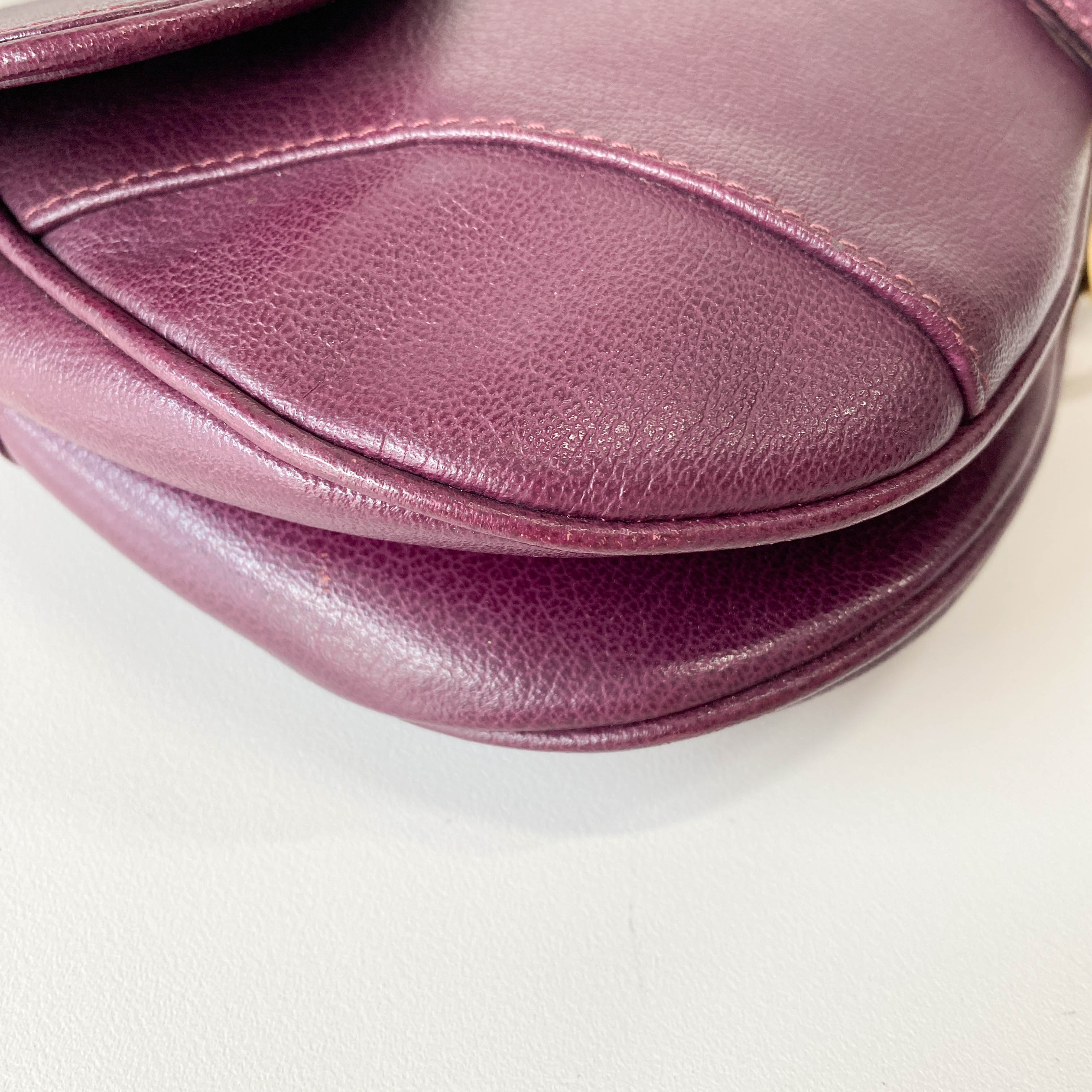 Double Saddle Purple Leather Shoulder Bag