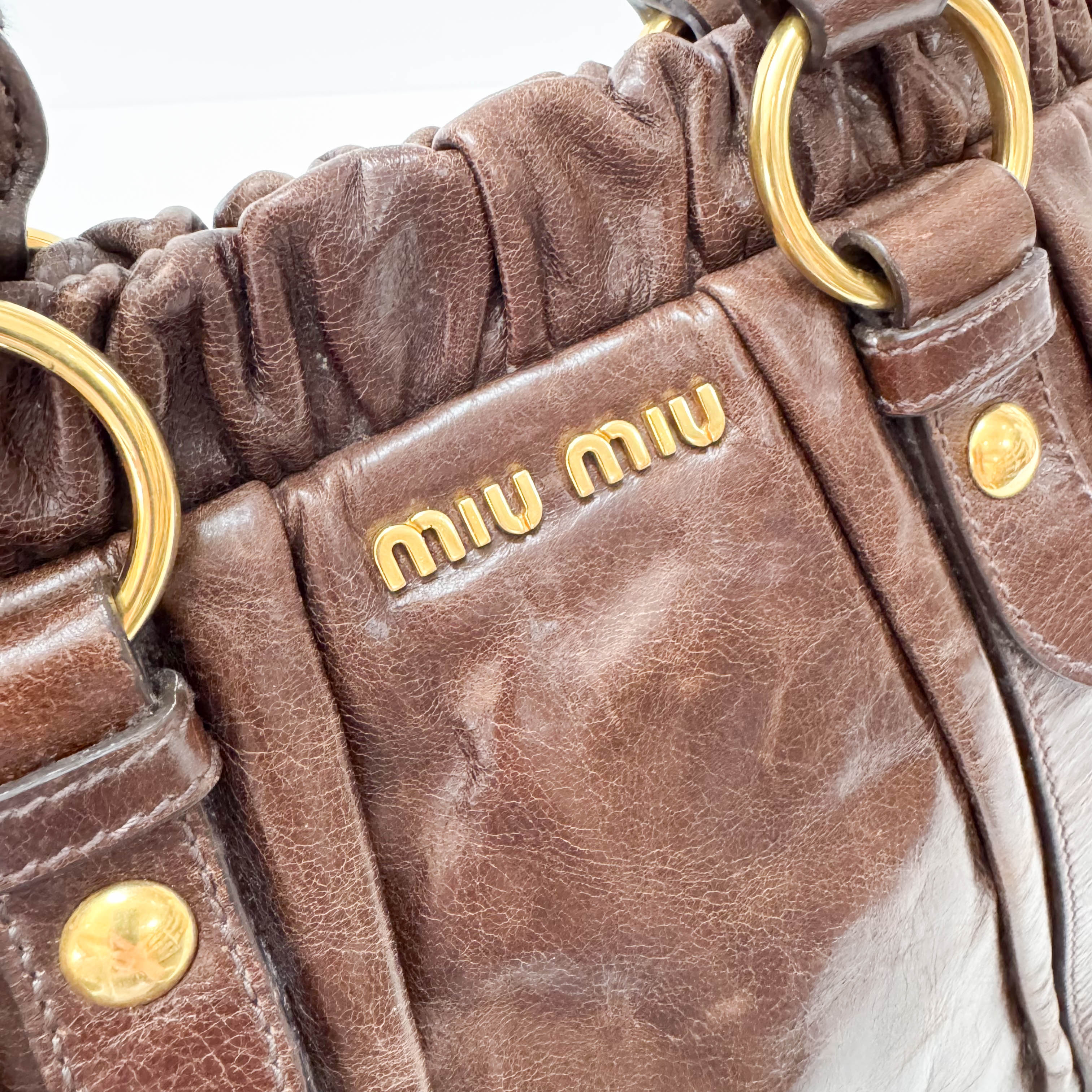 Vitello Brown Leather Top Handle Bag