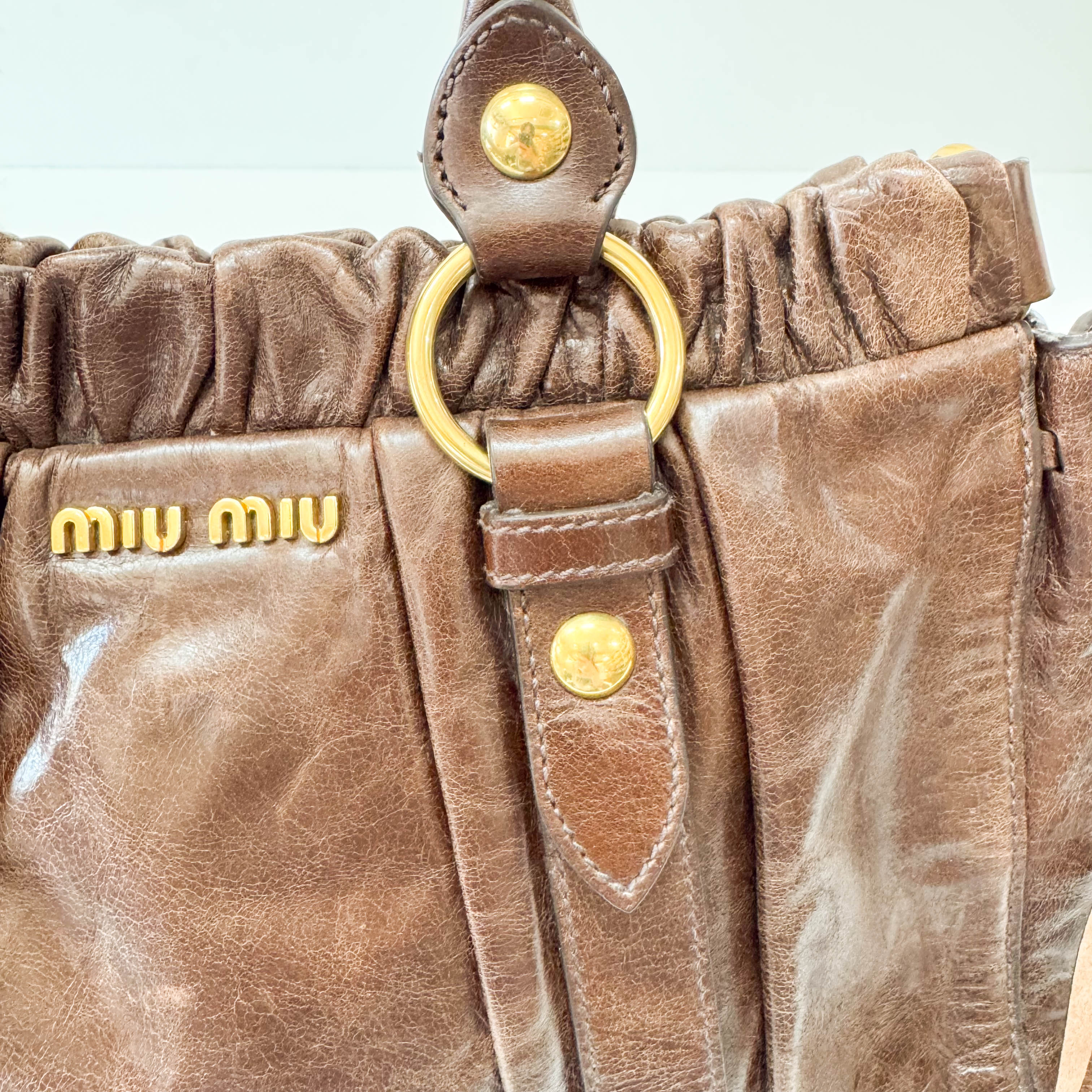 Vitello Brown Leather Top Handle Bag