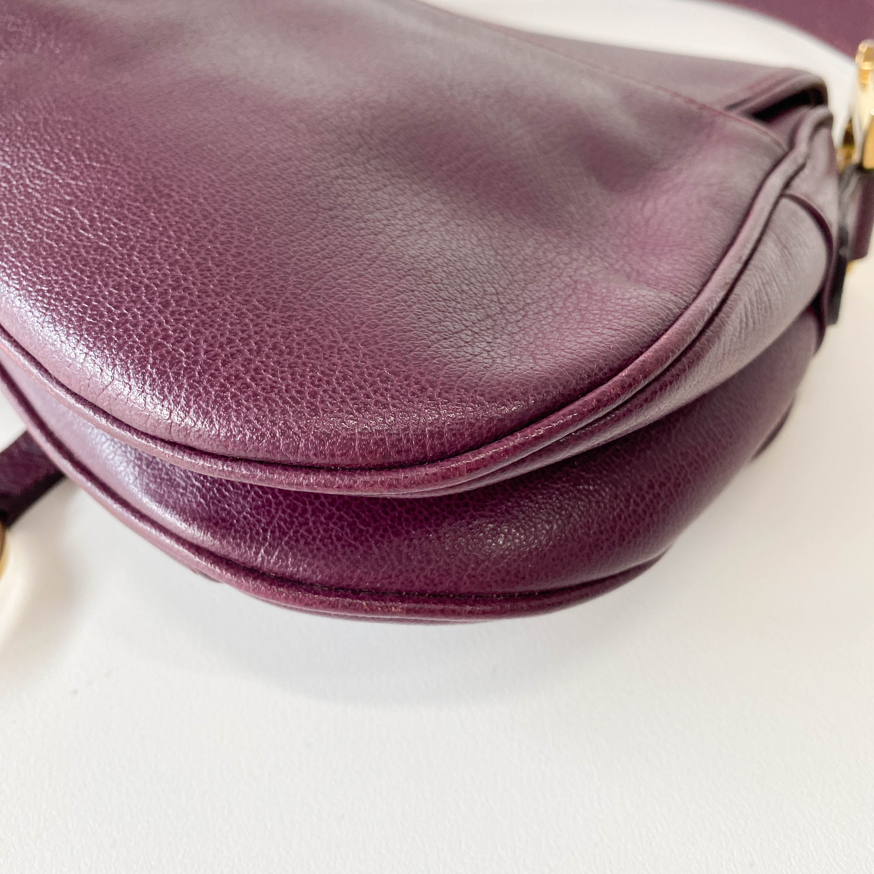 Double Saddle Purple Leather Shoulder Bag