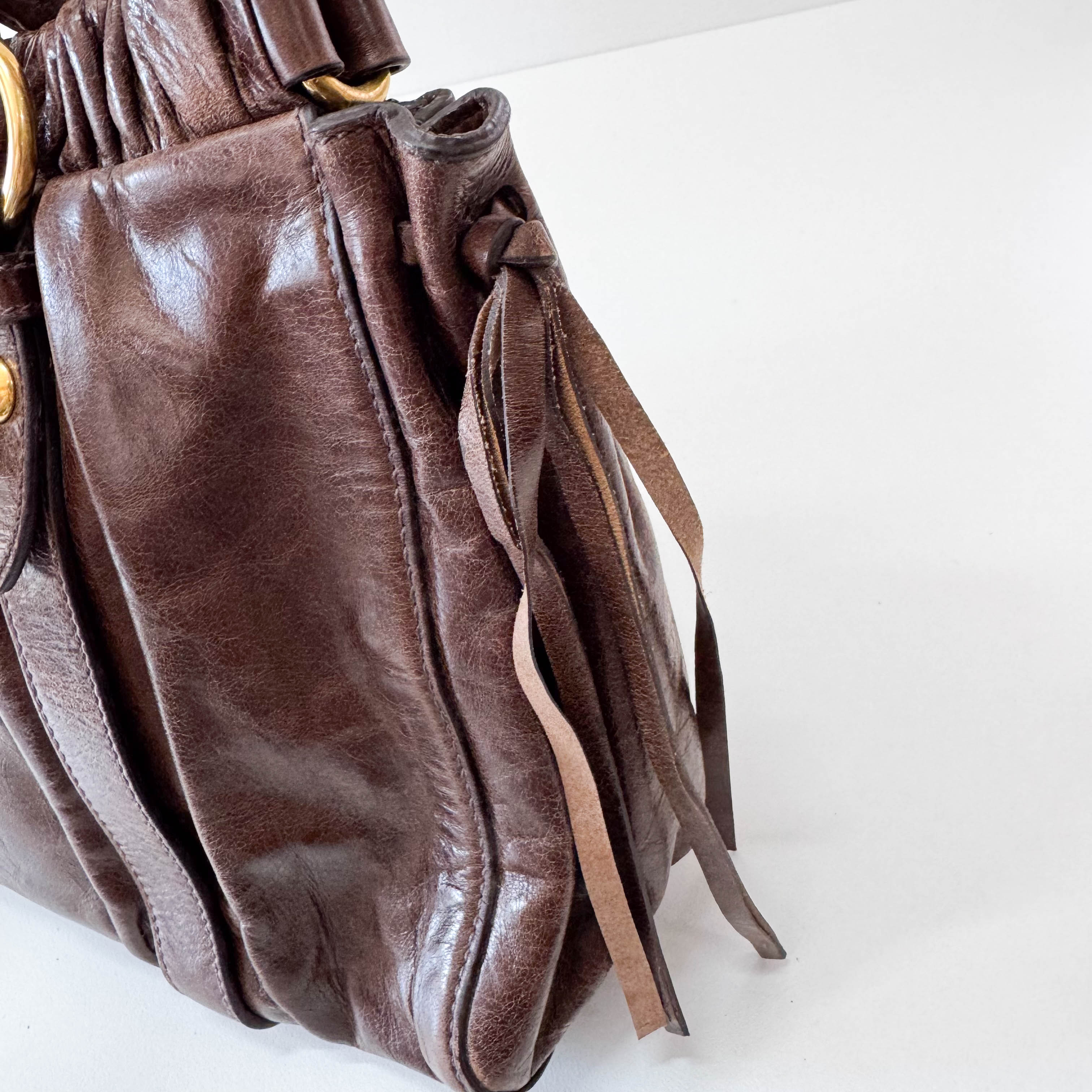 Vitello Brown Leather Top Handle Bag