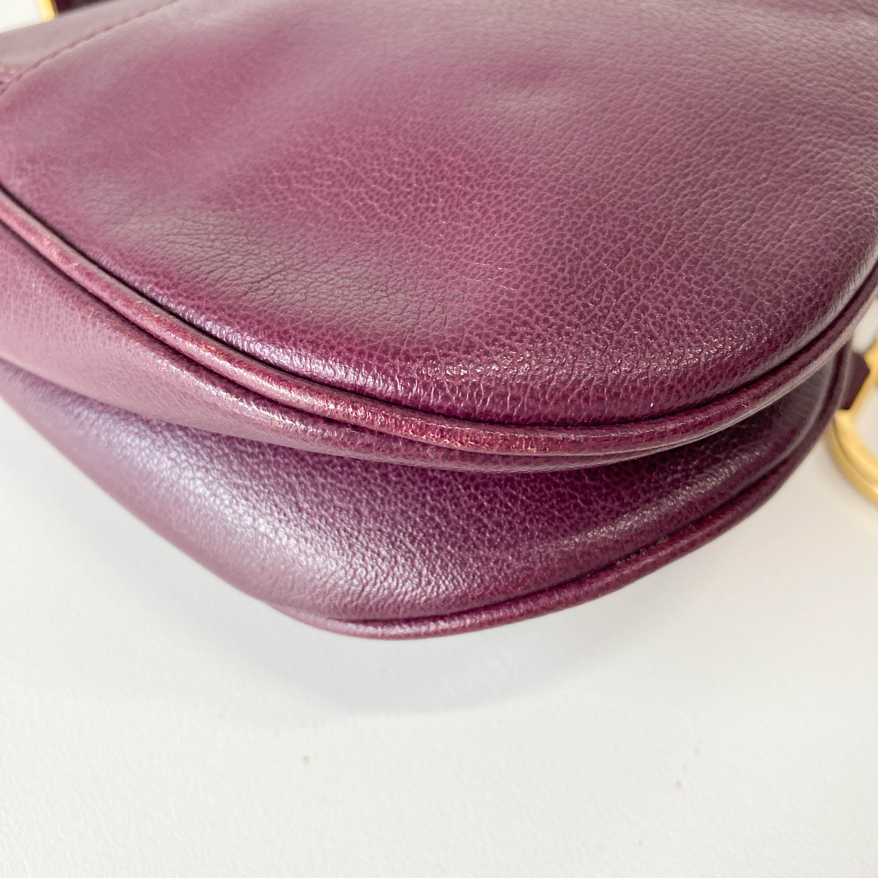 Double Saddle Purple Leather Shoulder Bag