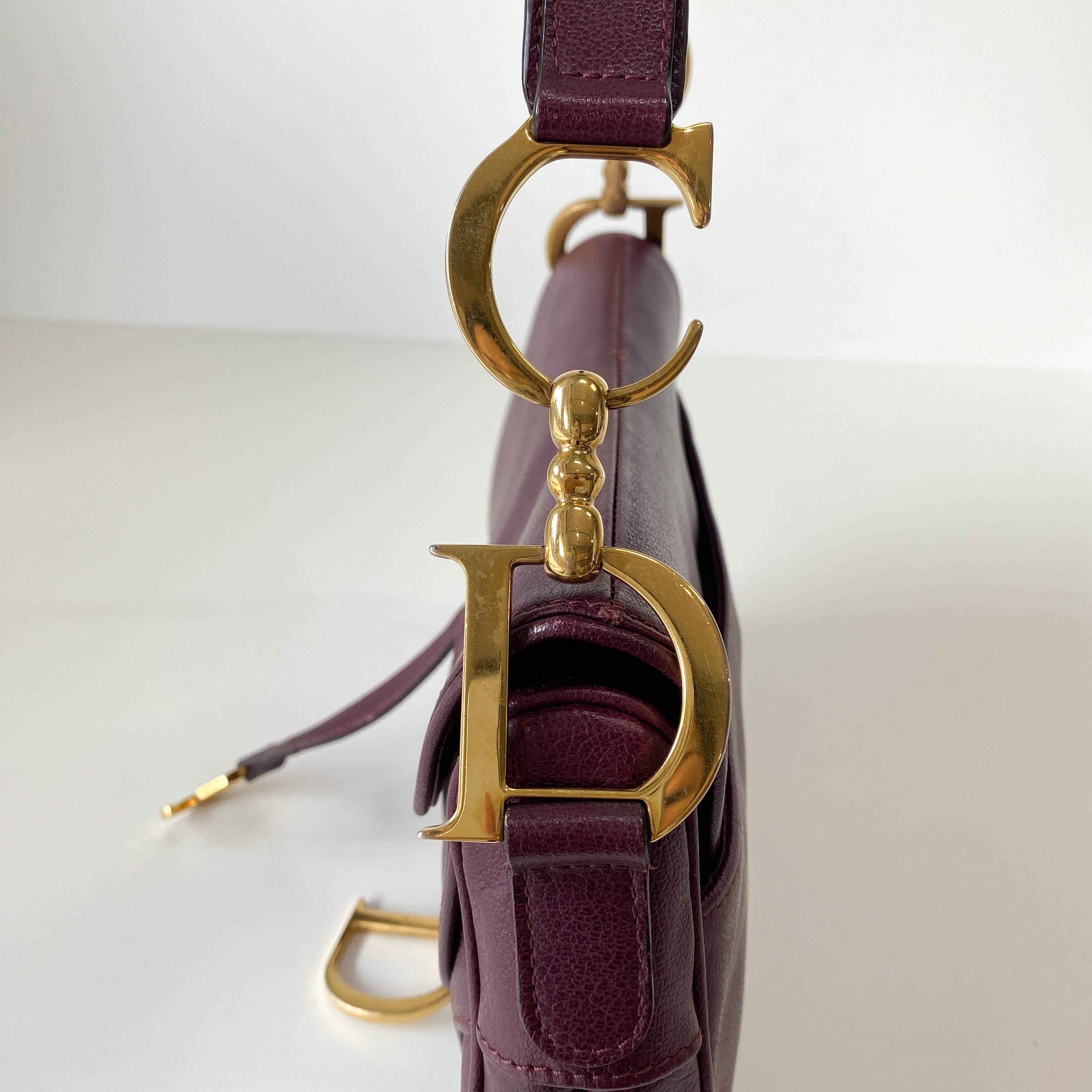 Double Saddle Purple Leather Shoulder Bag