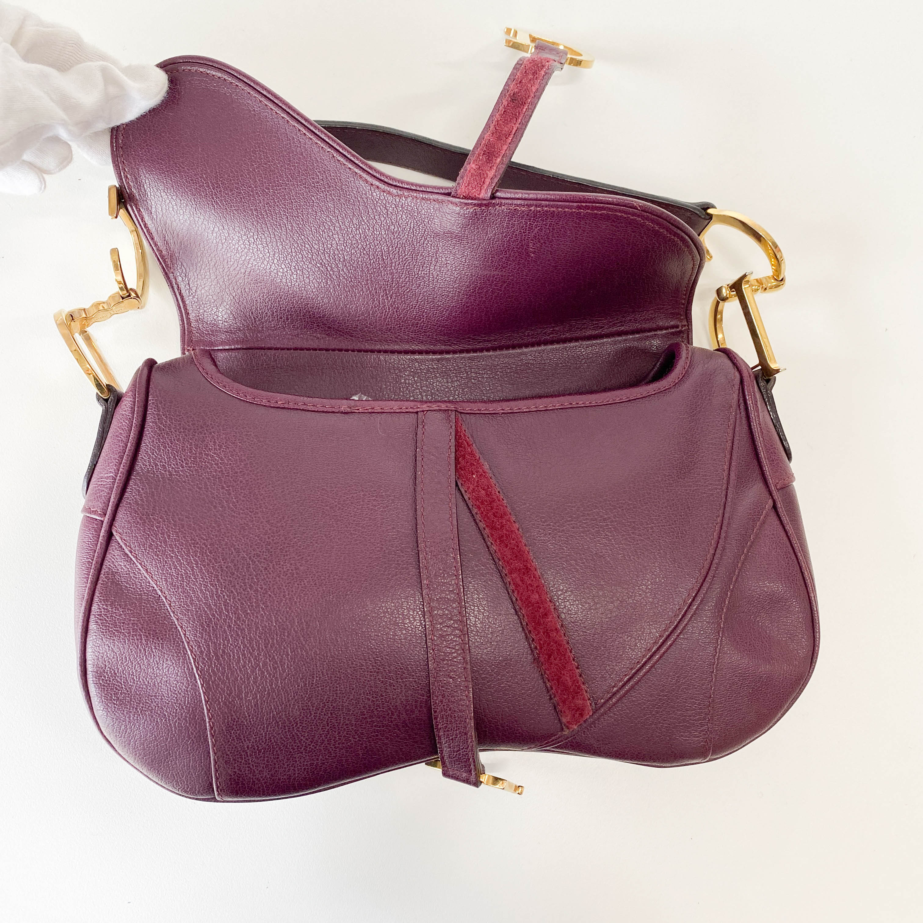 Double Saddle Purple Leather Shoulder Bag