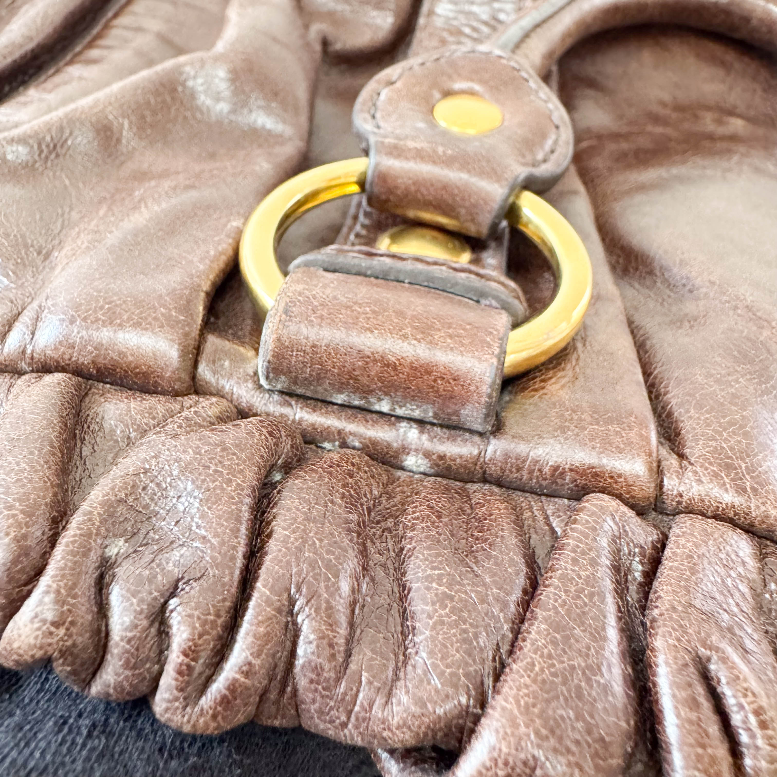 Vitello Brown Leather Top Handle Bag