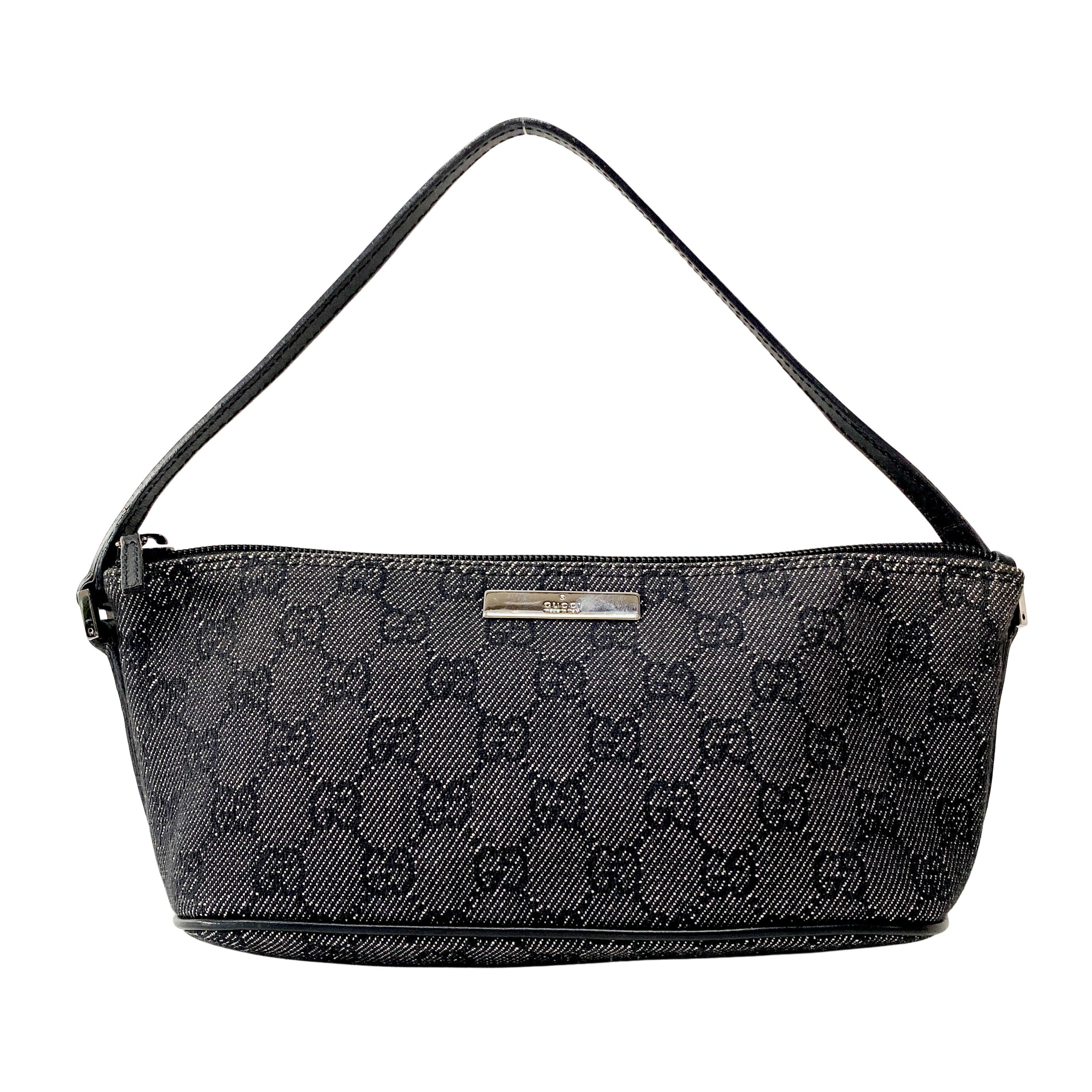 Black GG Canvas Boat Pouch