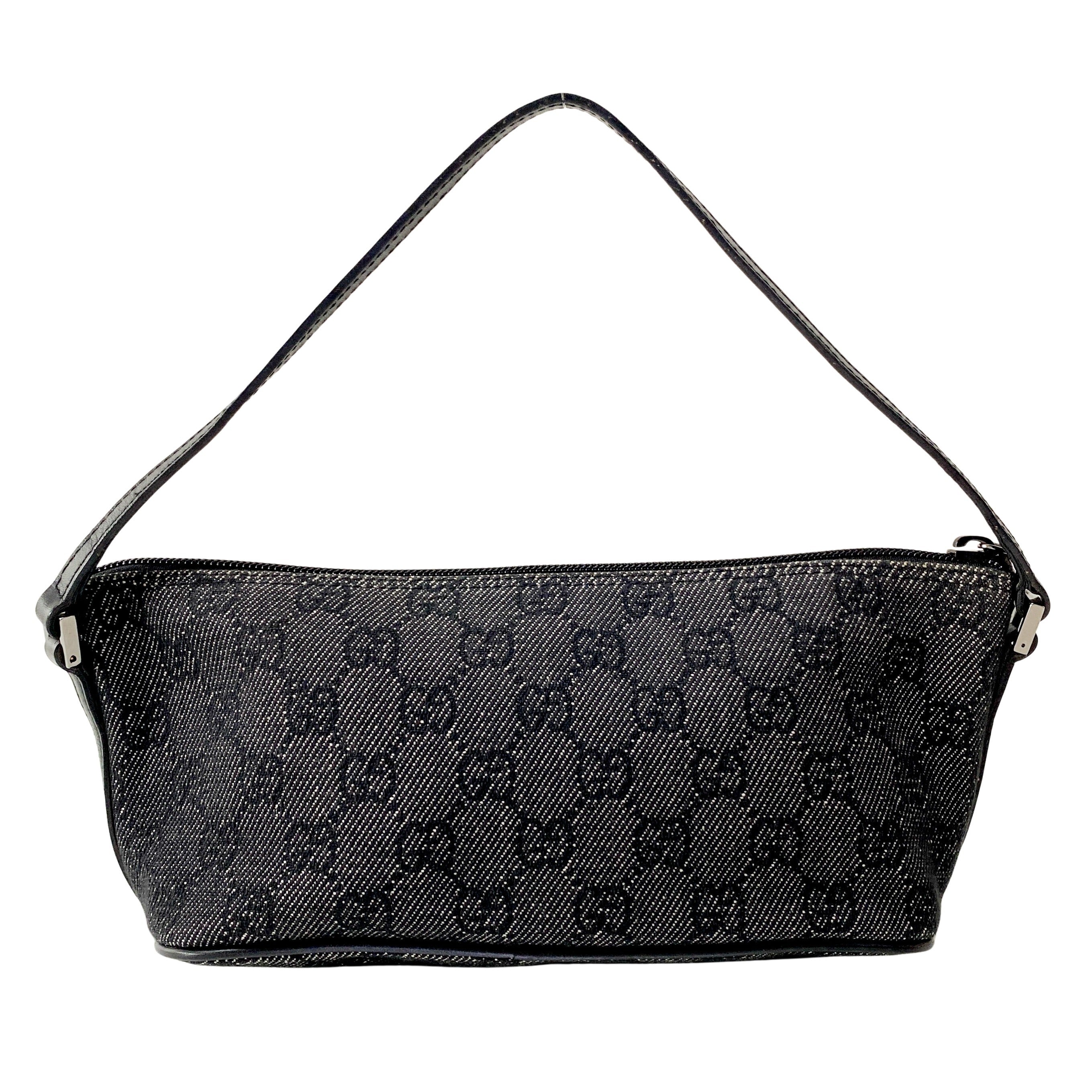 Black GG Canvas Boat Pouch