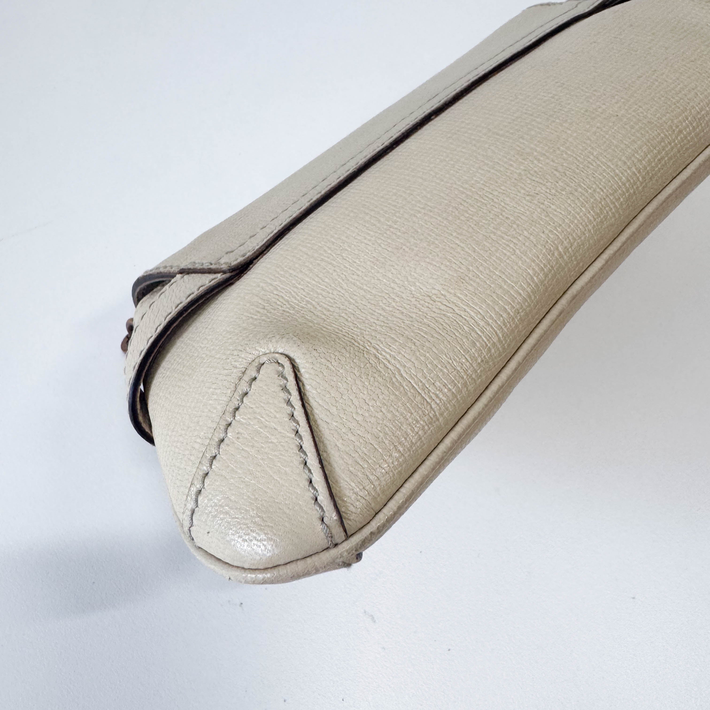 Horsebit Beige Leather Chain Shoulder Bag