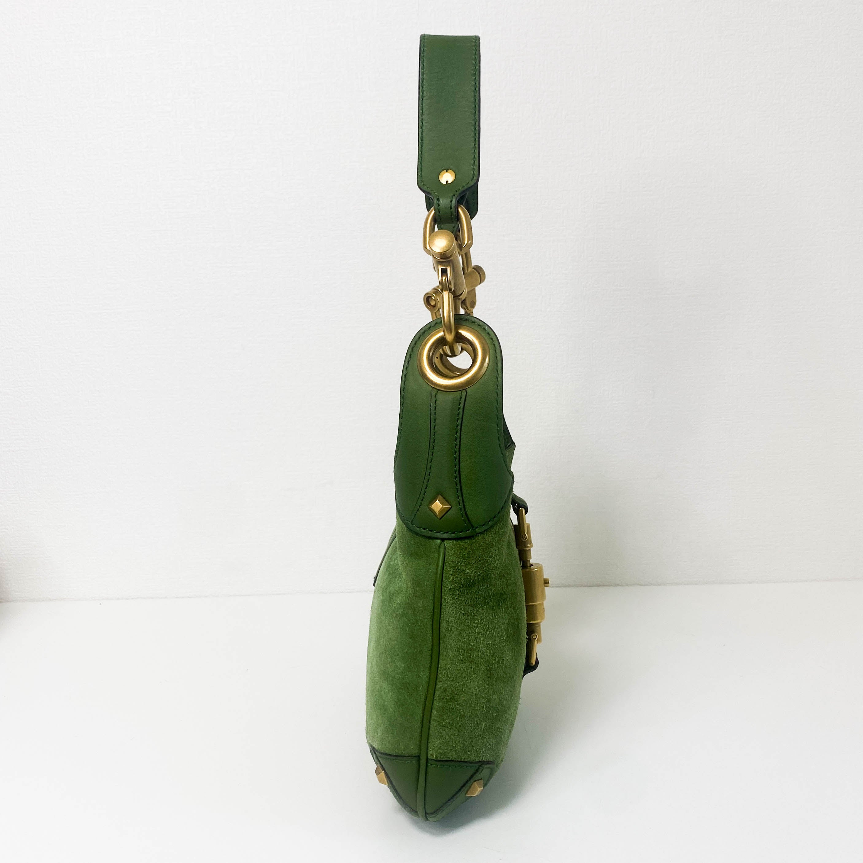 New Jackie Green Suede Shoulder Bag