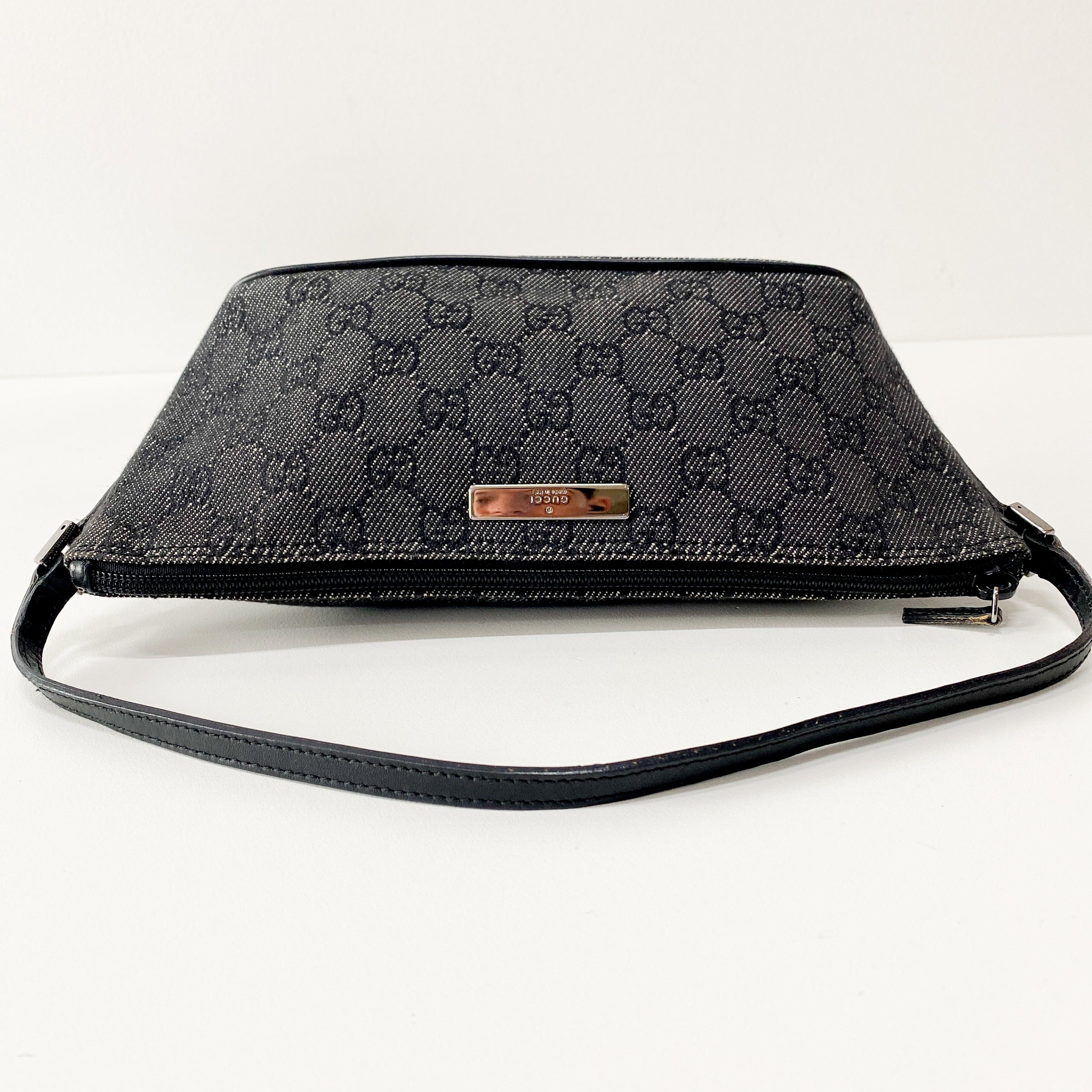 Black GG Canvas Boat Pouch