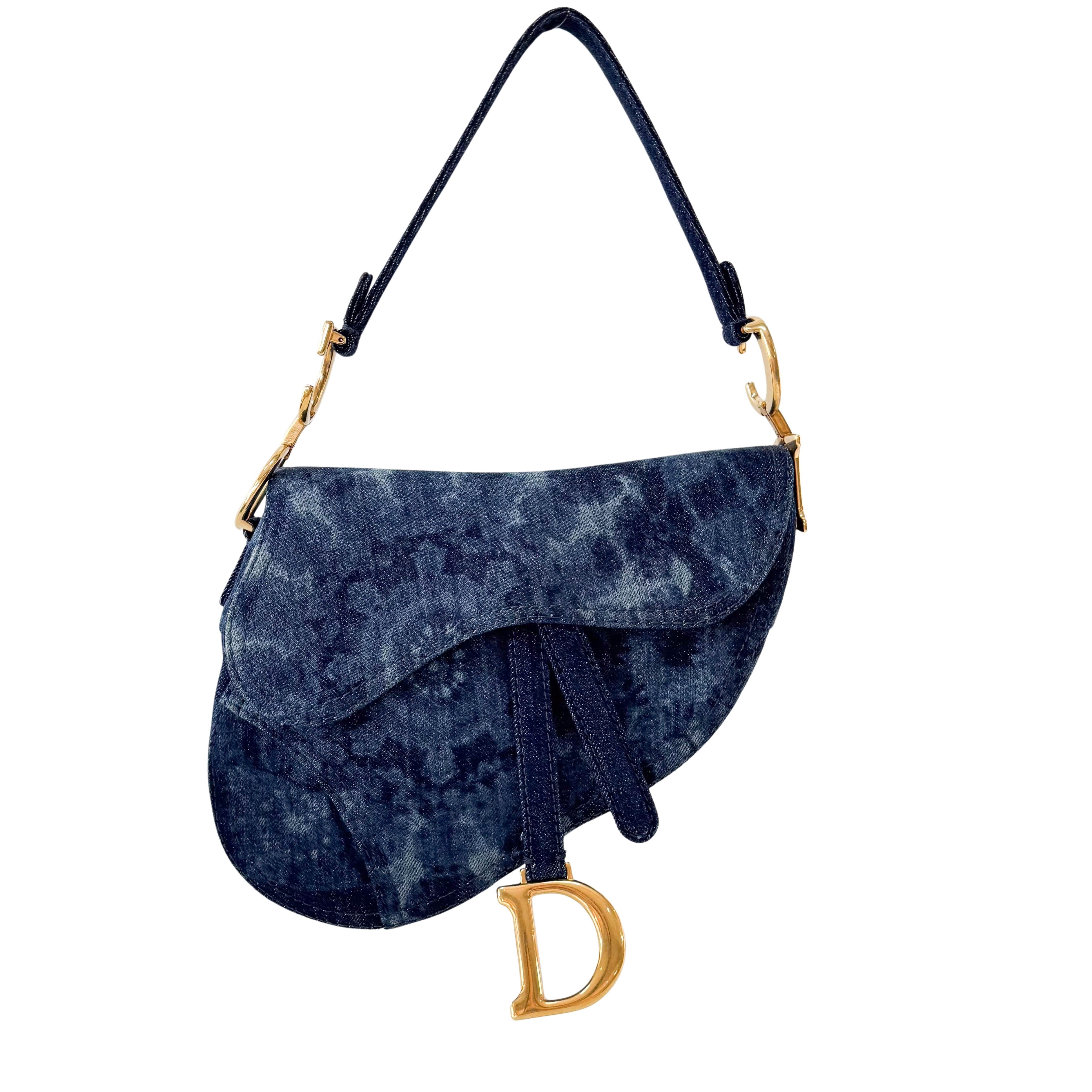 Saddle Blue Denim Shoulder Bag