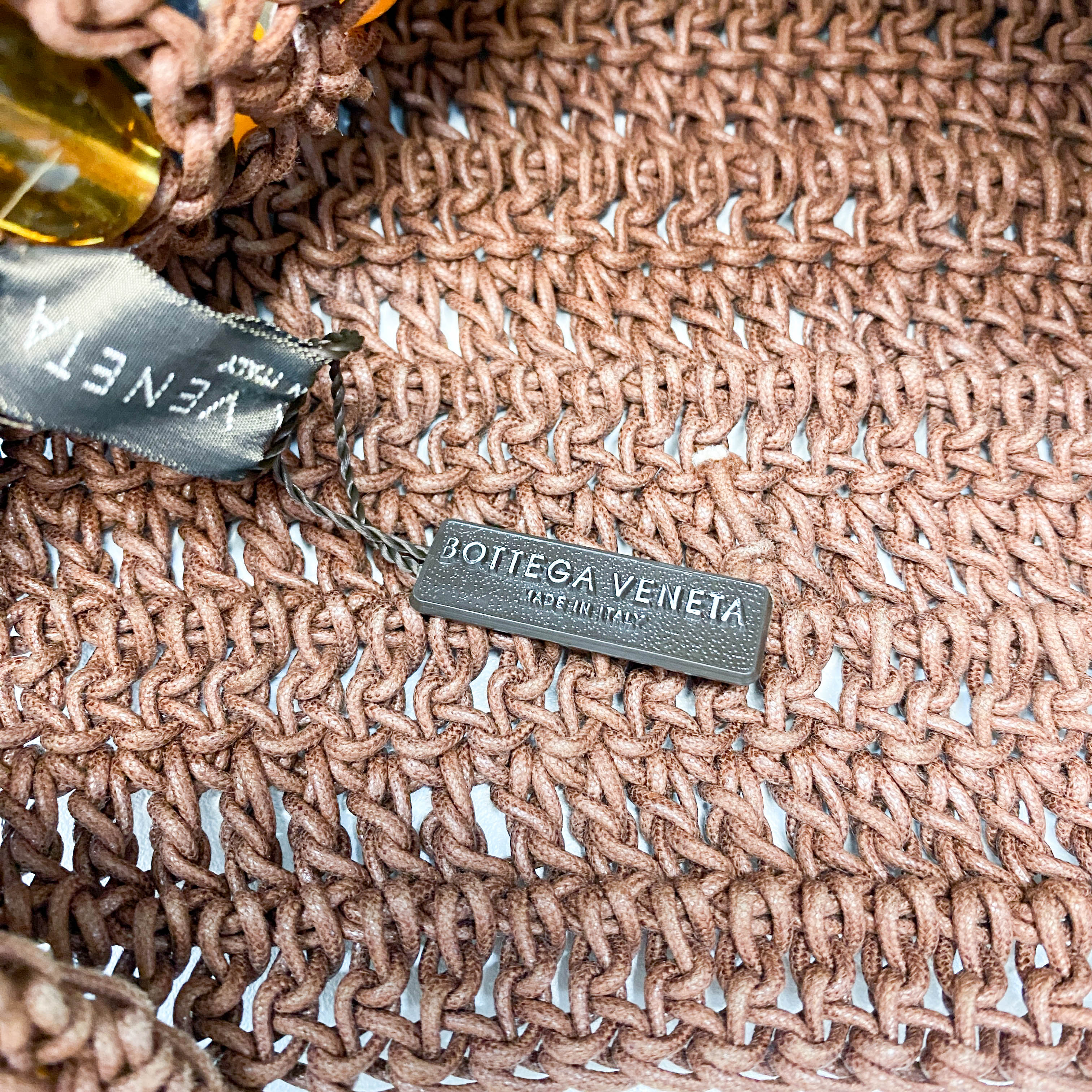 Casette Brown Cotton Beaded Shoulder Bag