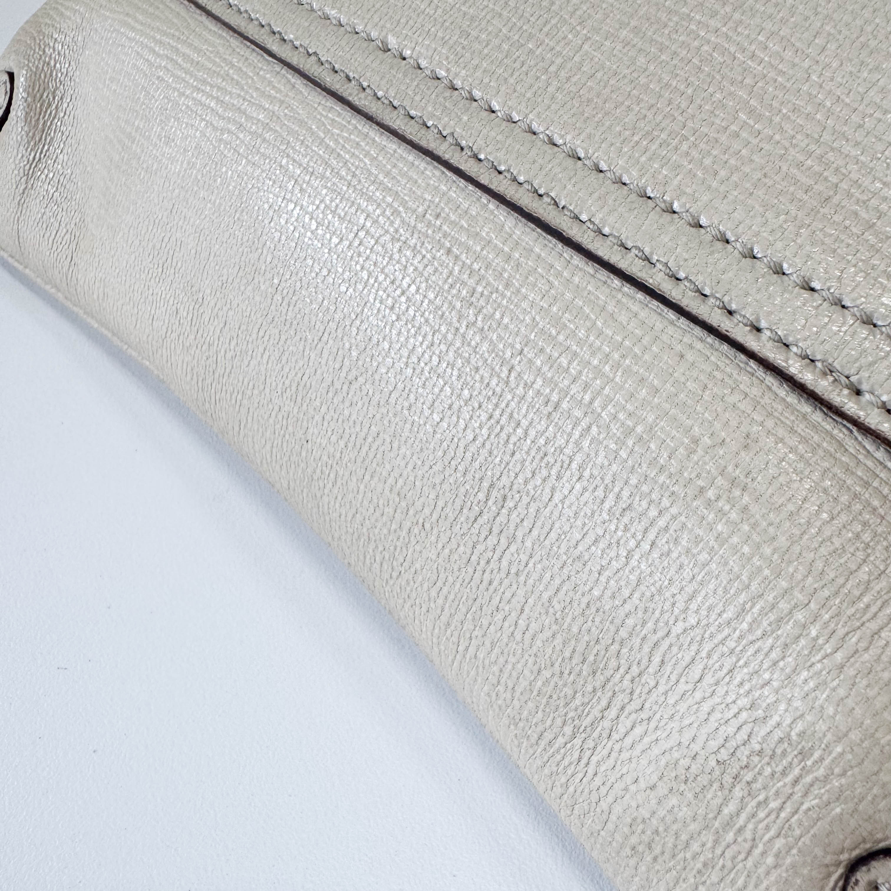 Horsebit Beige Leather Chain Shoulder Bag