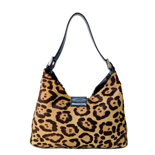 Leopard Print Pony Hair Shoulder Bag