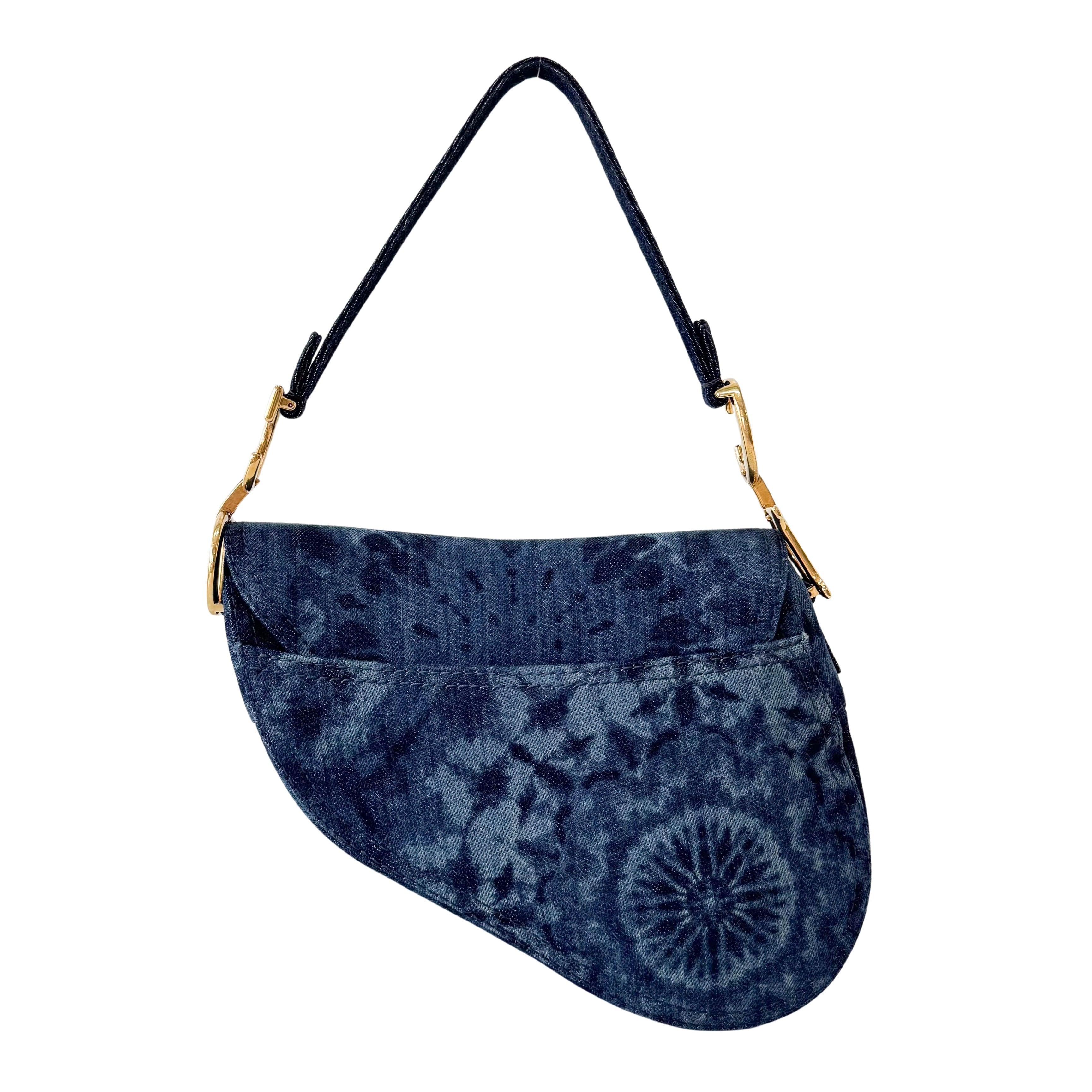 Saddle Blue Denim Shoulder Bag