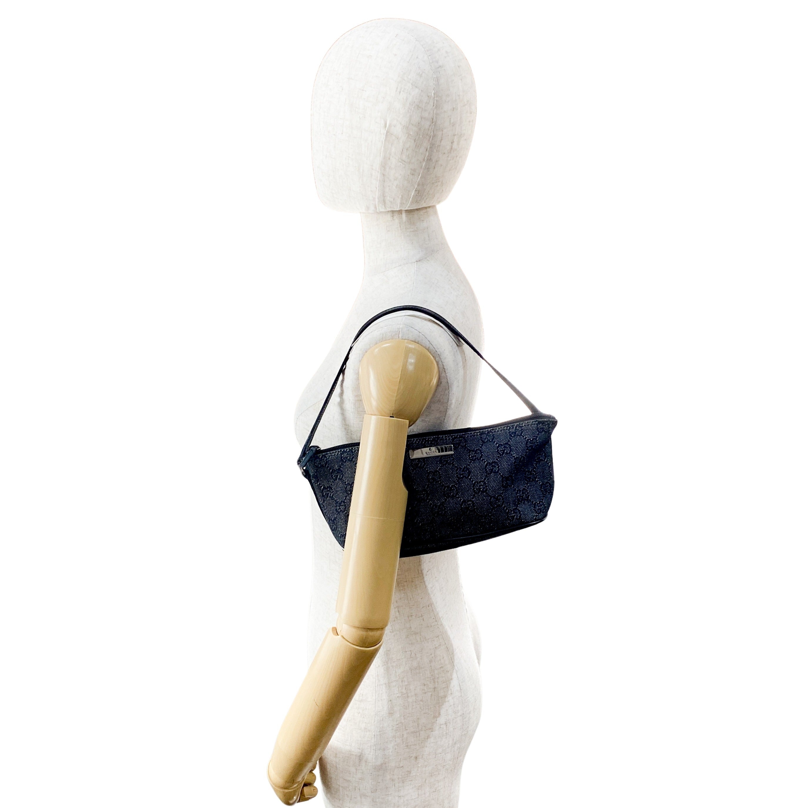 Black GG Canvas Boat Pouch