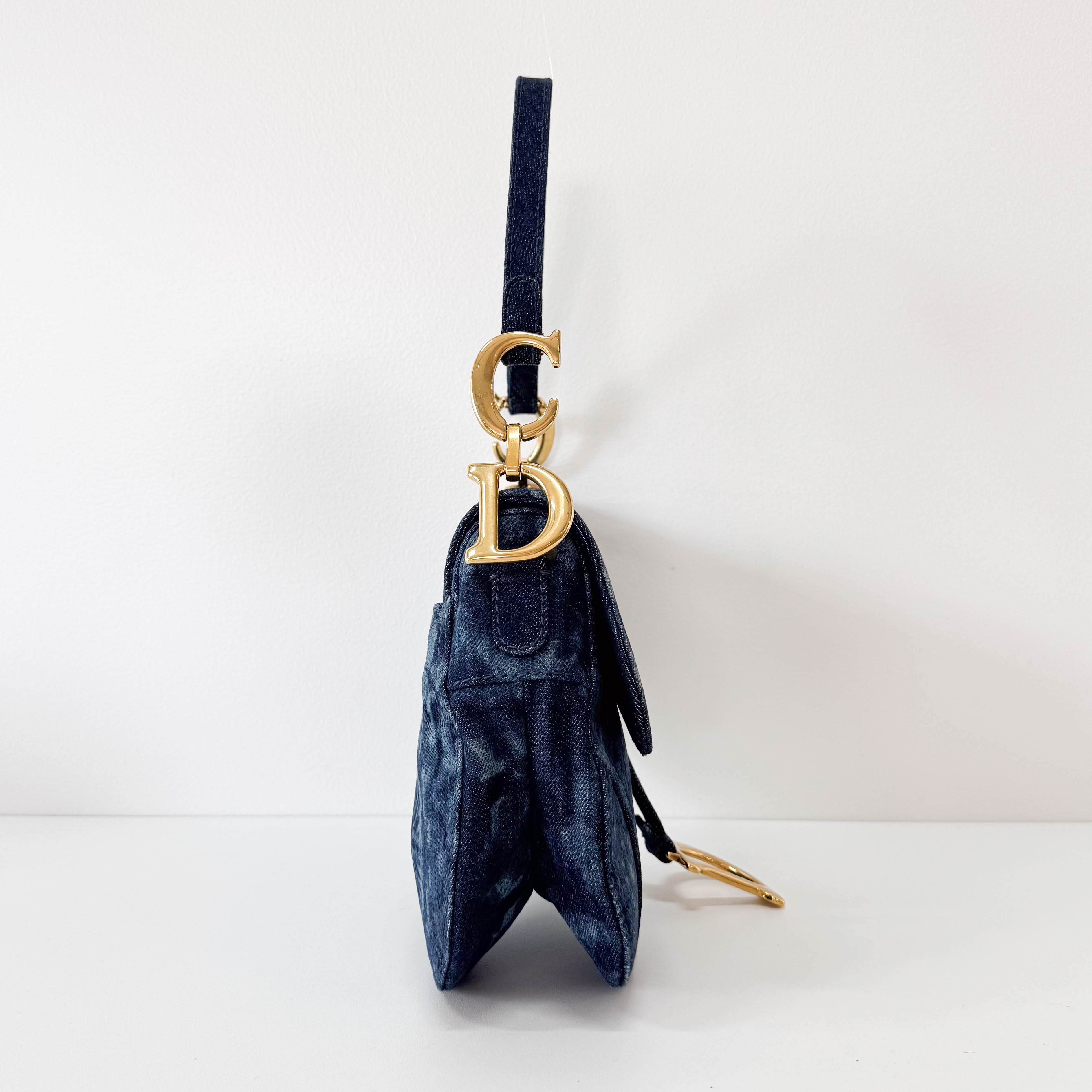 Saddle Blue Denim Shoulder Bag