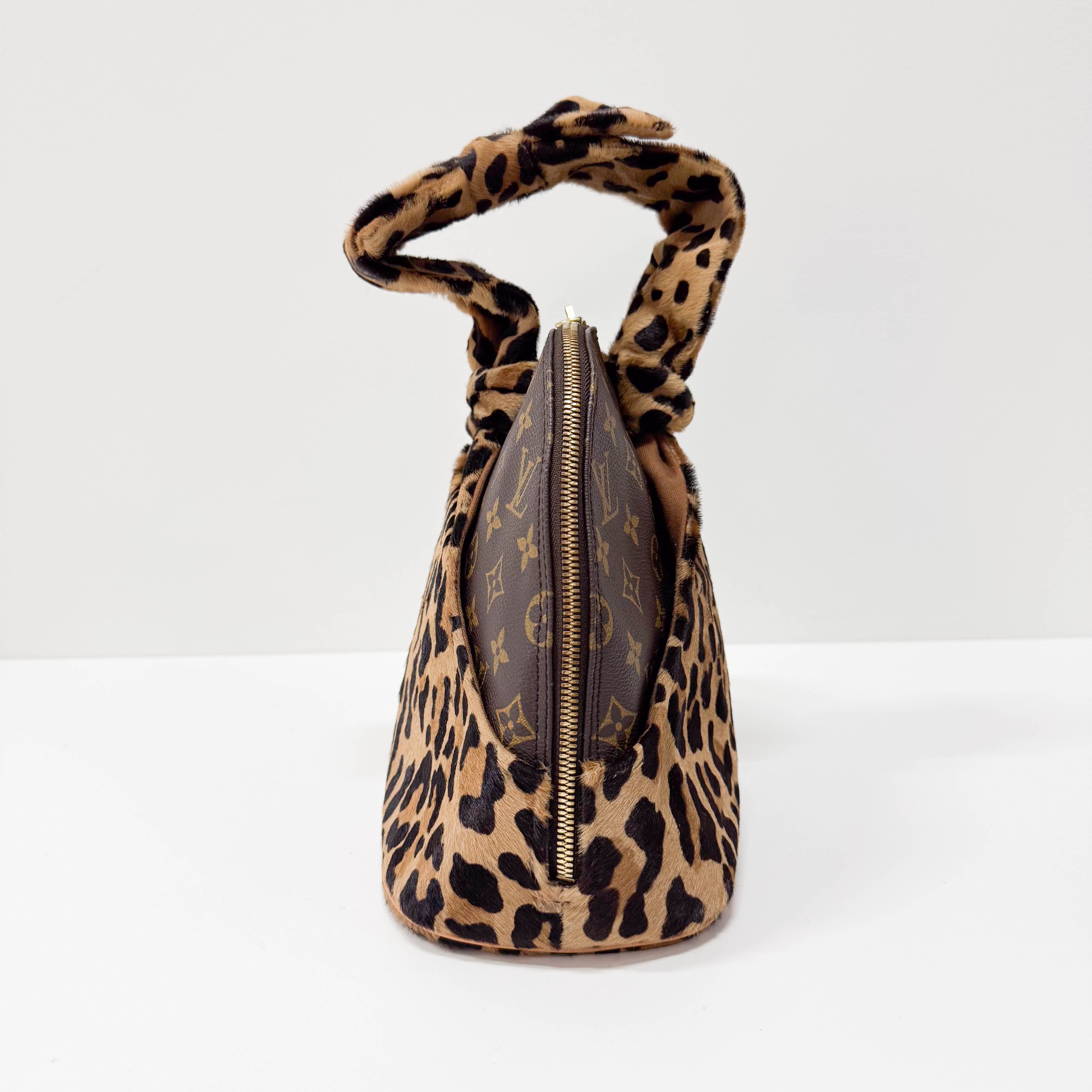Monogram Leopard Print Pony Hair & Coated Canvas Shoulder Bag