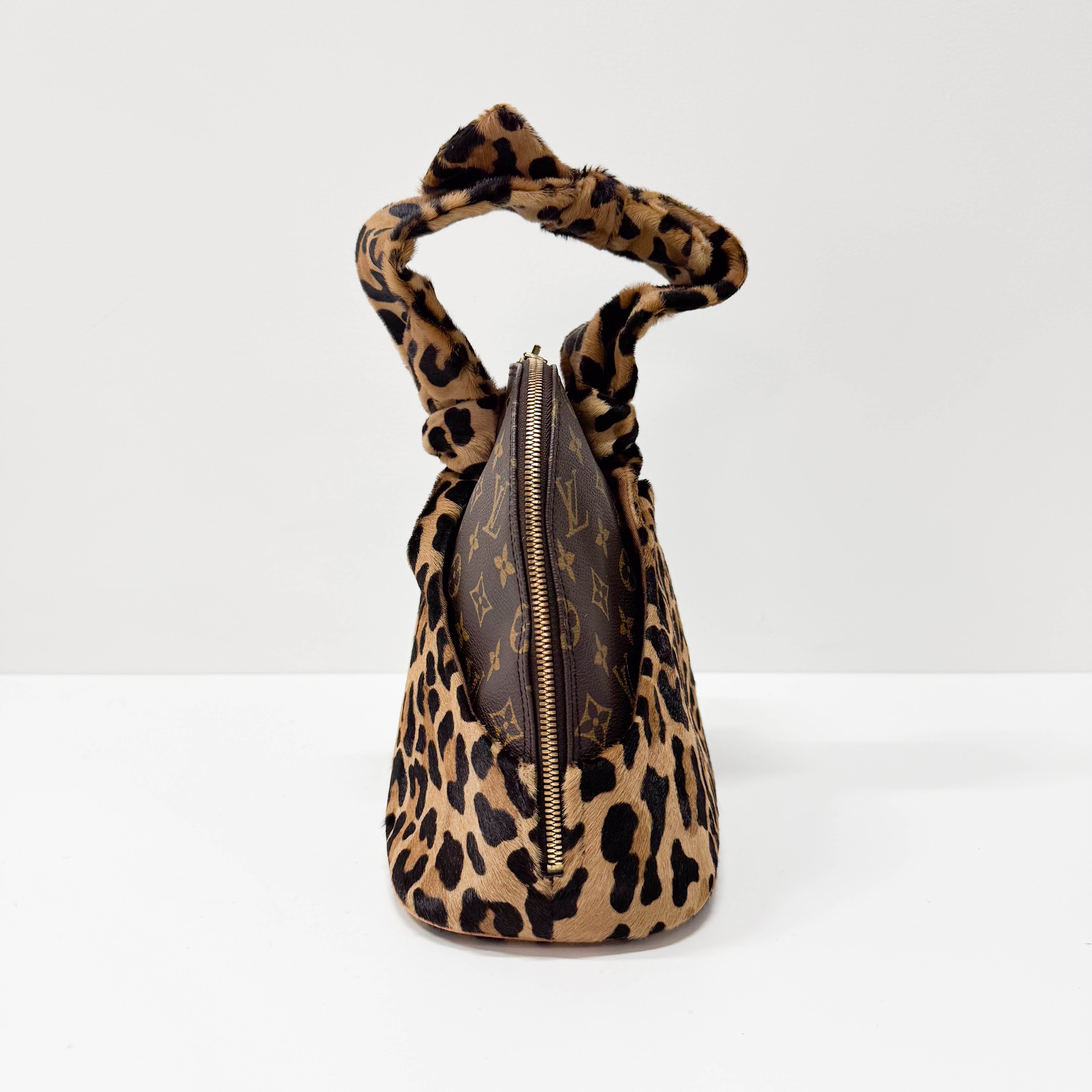 Monogram Leopard Print Pony Hair & Coated Canvas Shoulder Bag