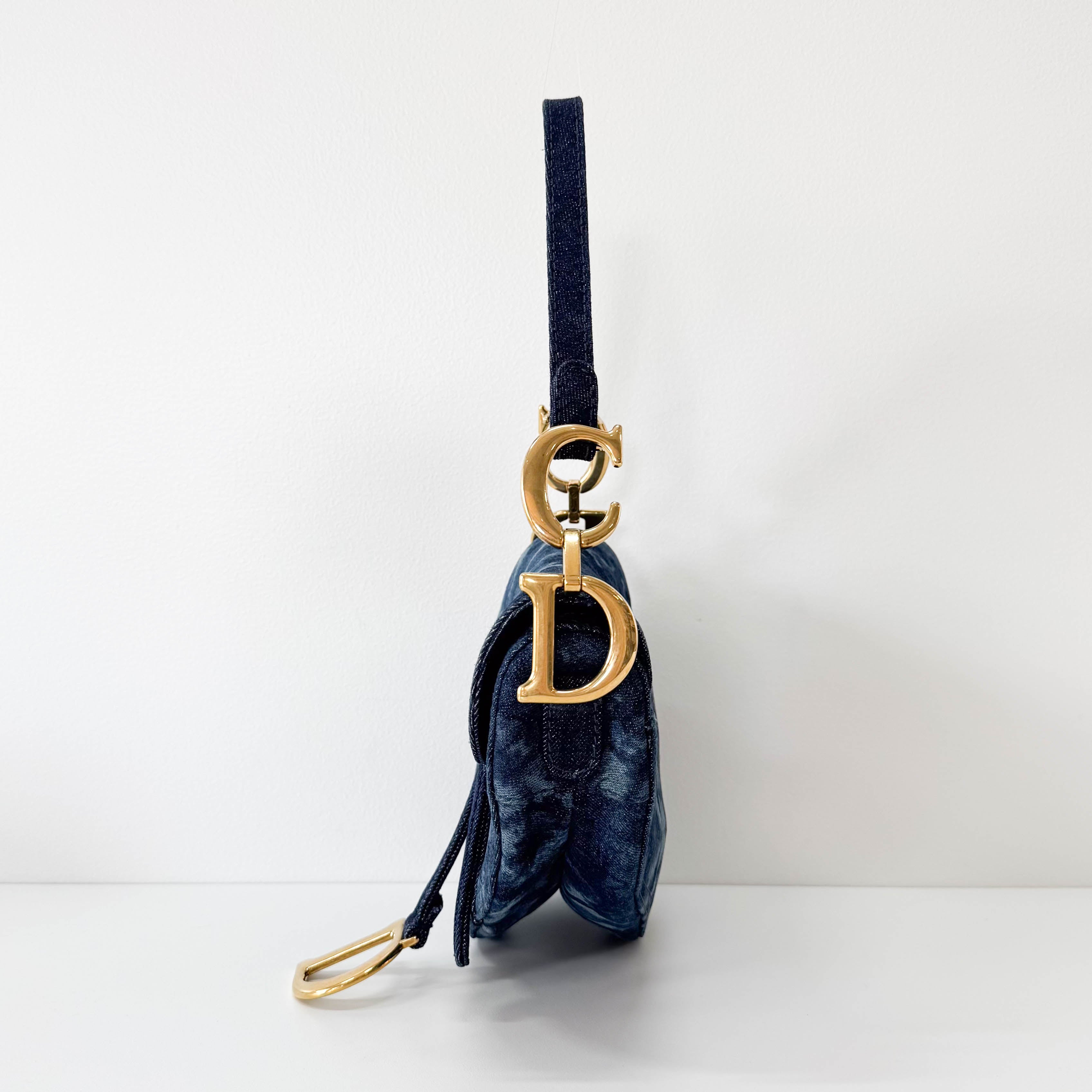 Saddle Blue Denim Shoulder Bag