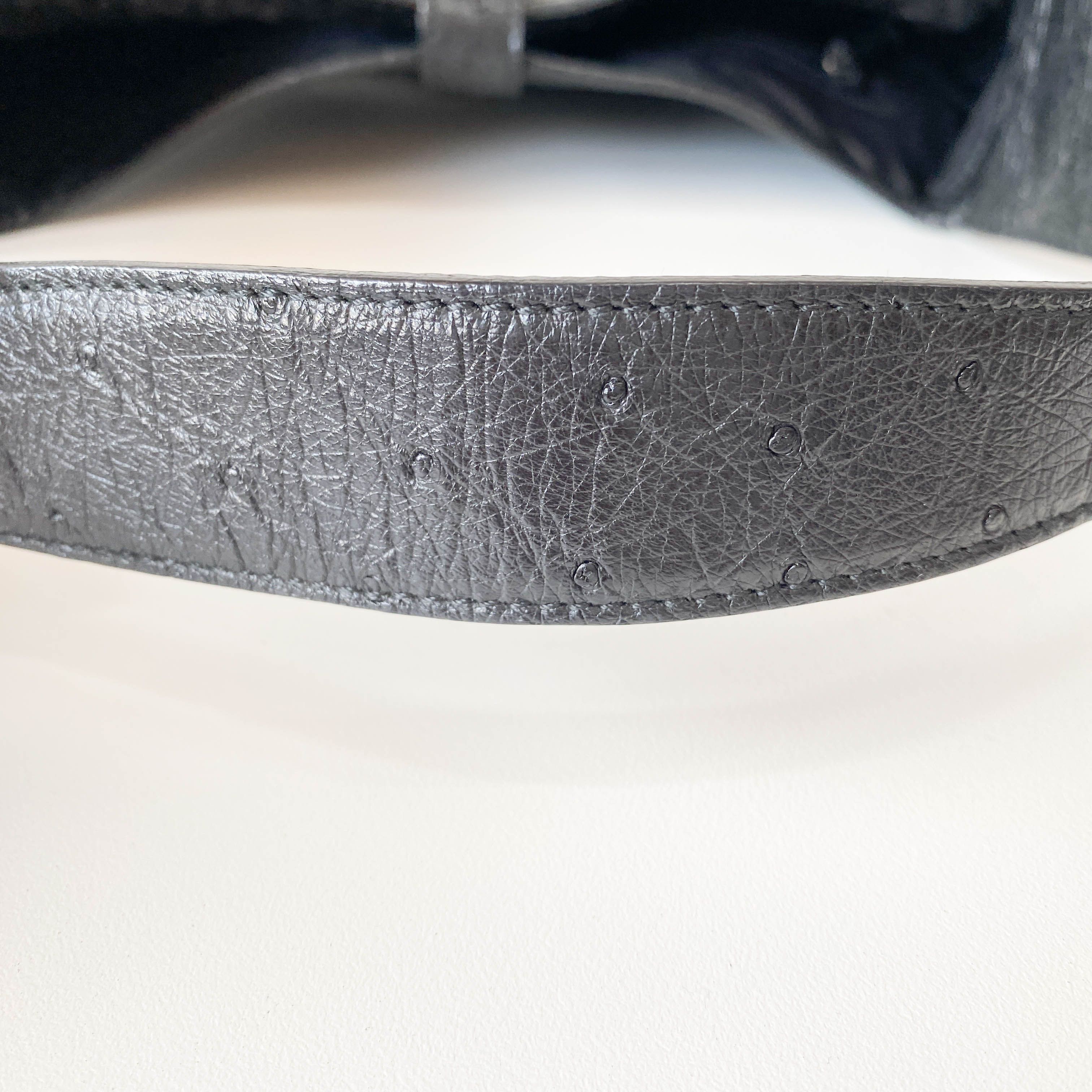 Jackie Black Ostrich Leather Shoulder Bag