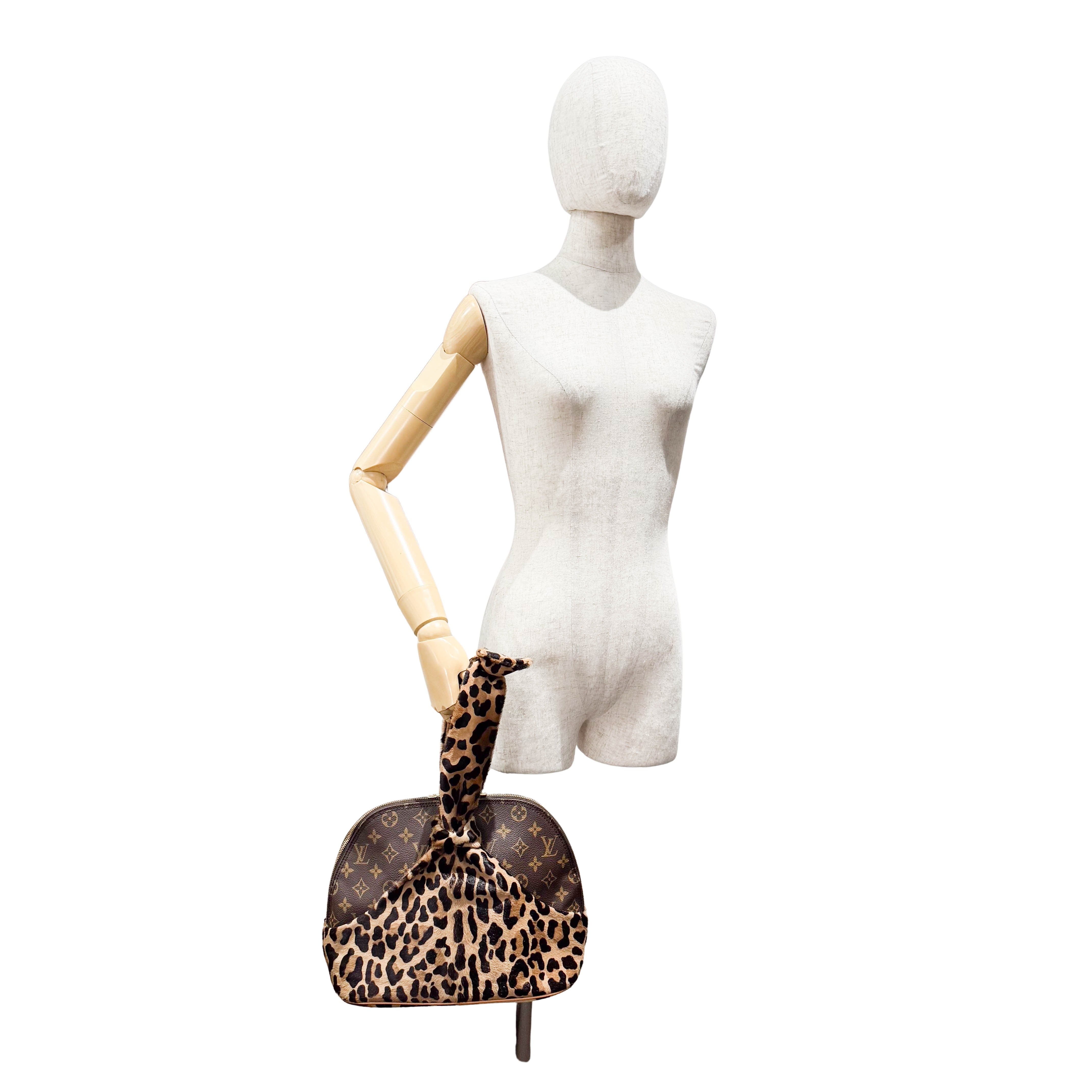 Monogram Leopard Print Pony Hair & Coated Canvas Shoulder Bag