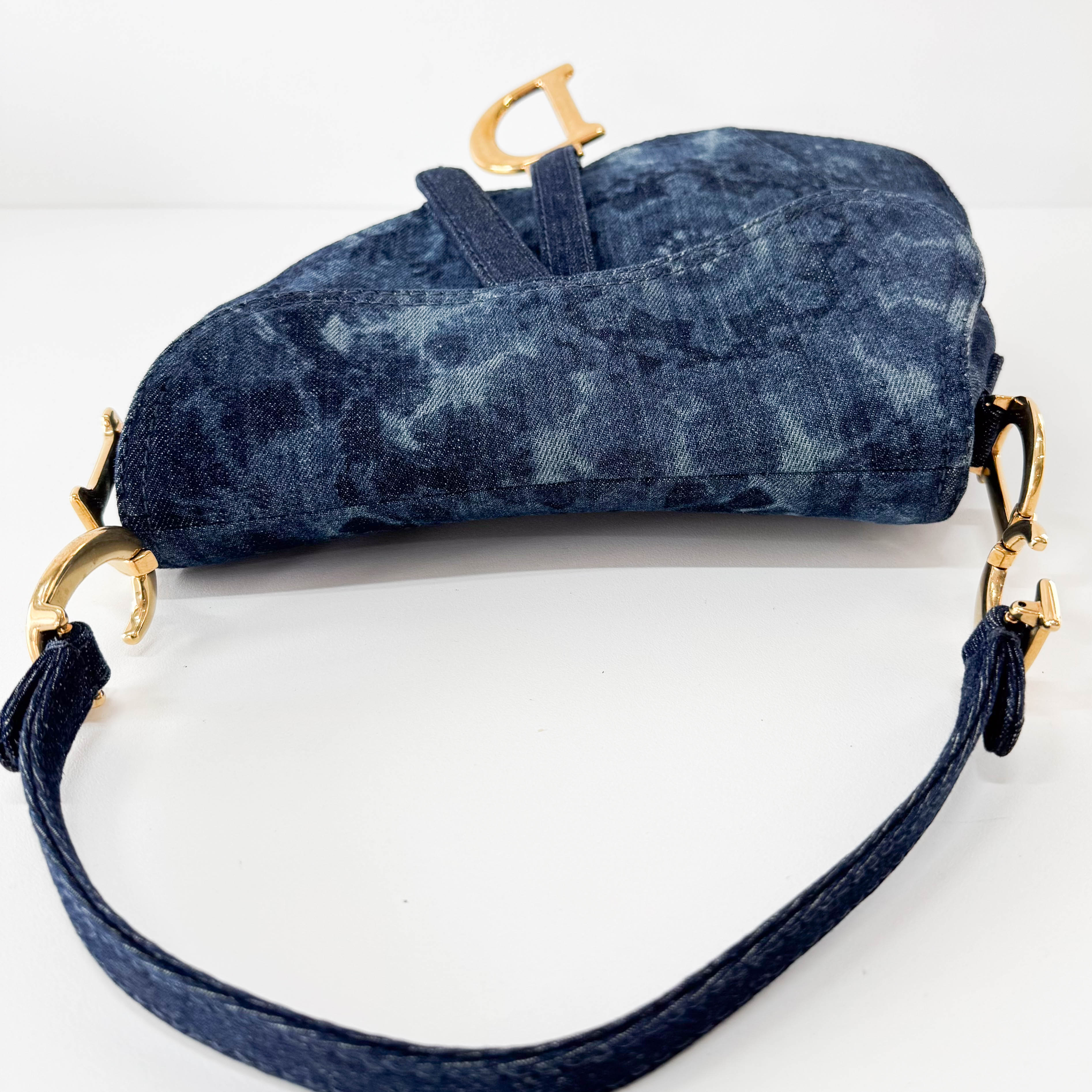 Saddle Blue Denim Shoulder Bag