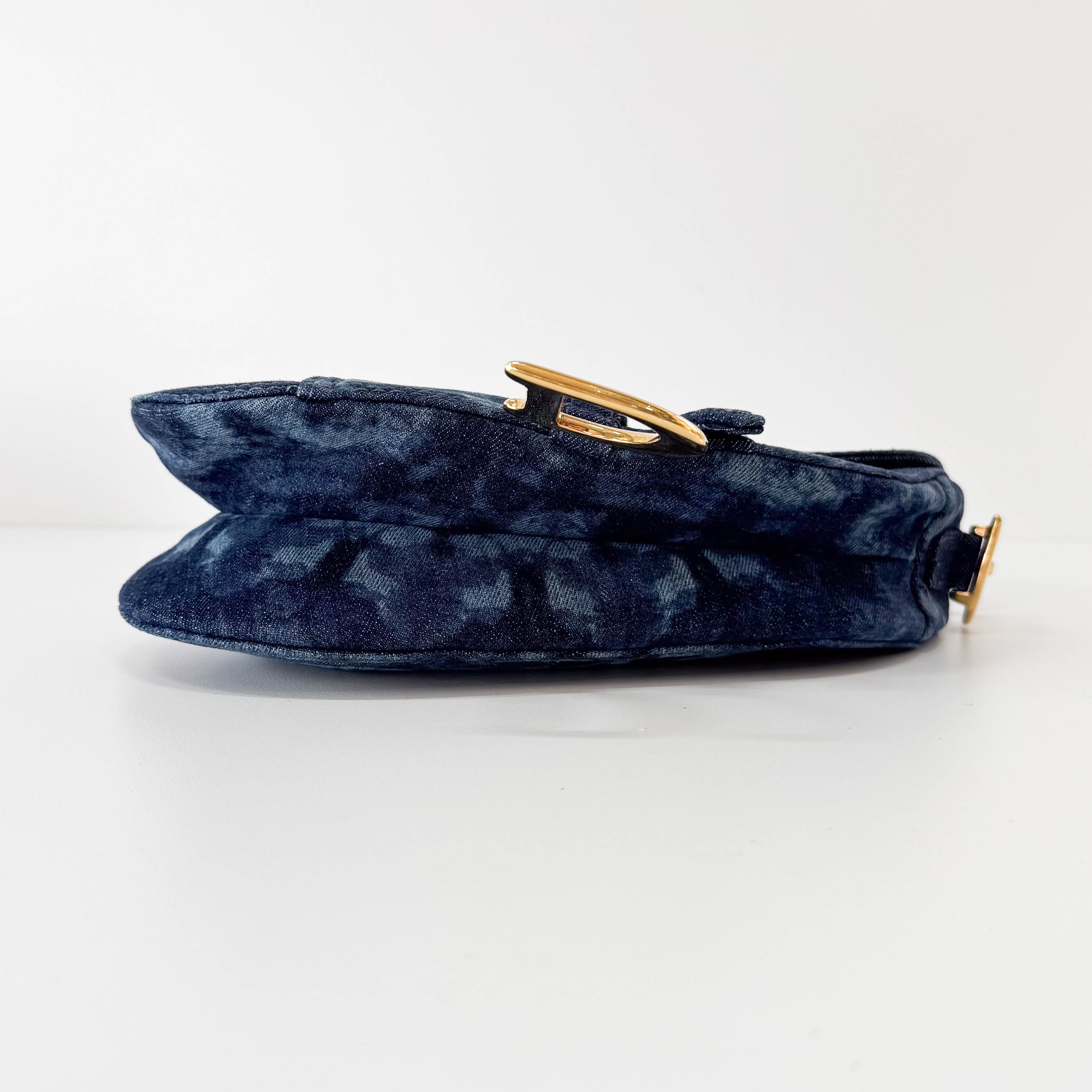 Saddle Blue Denim Shoulder Bag