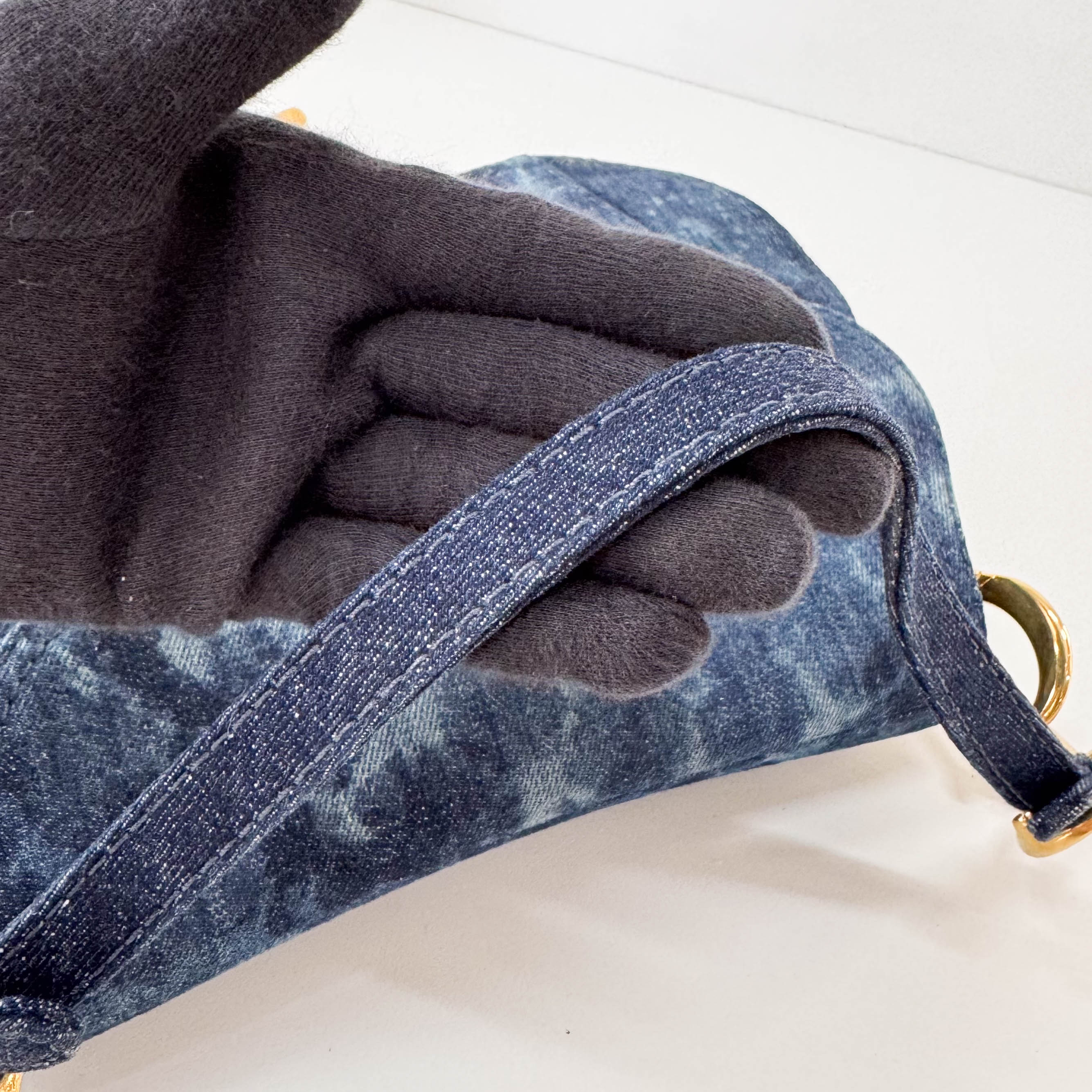 Saddle Blue Denim Shoulder Bag