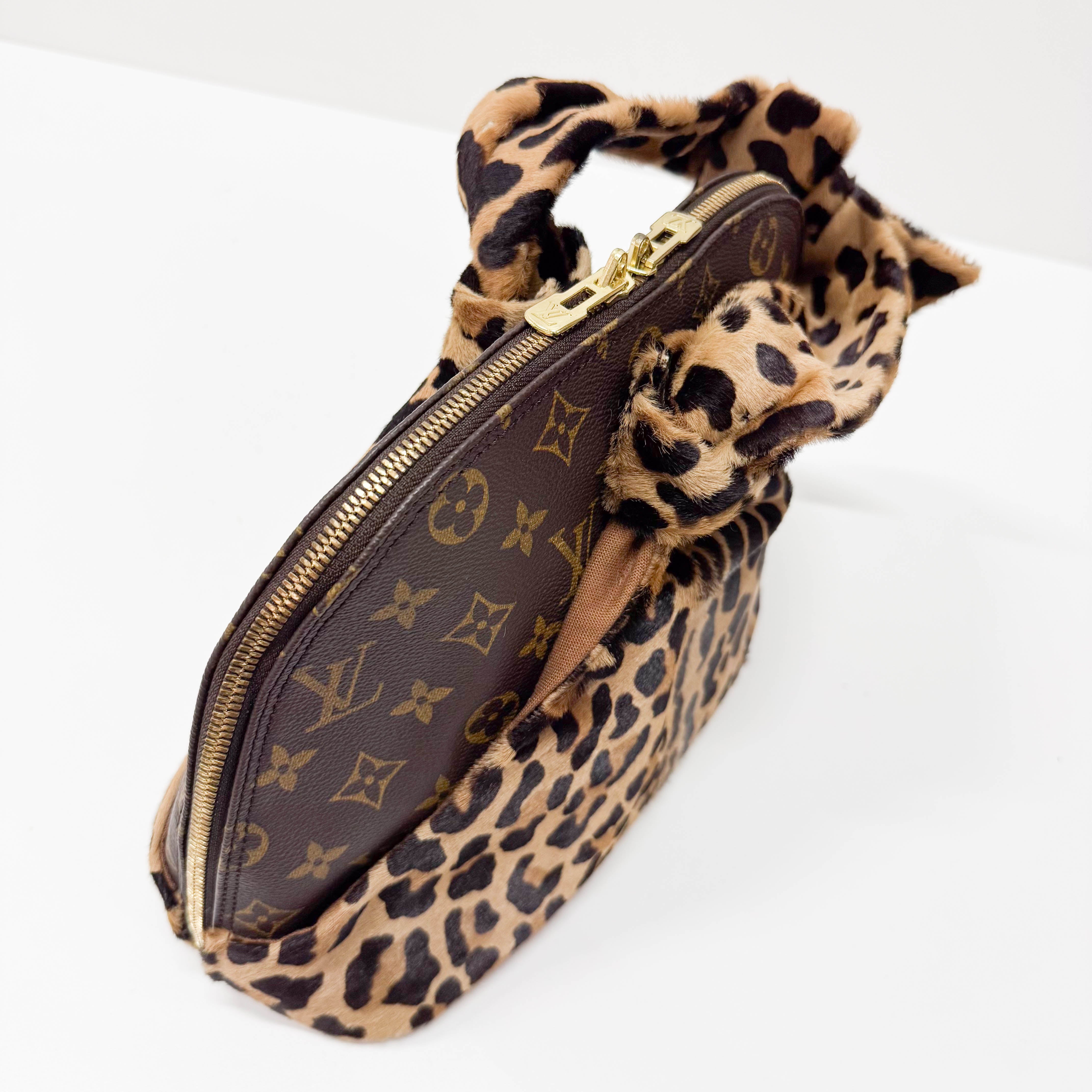 Monogram Leopard Print Pony Hair & Coated Canvas Shoulder Bag