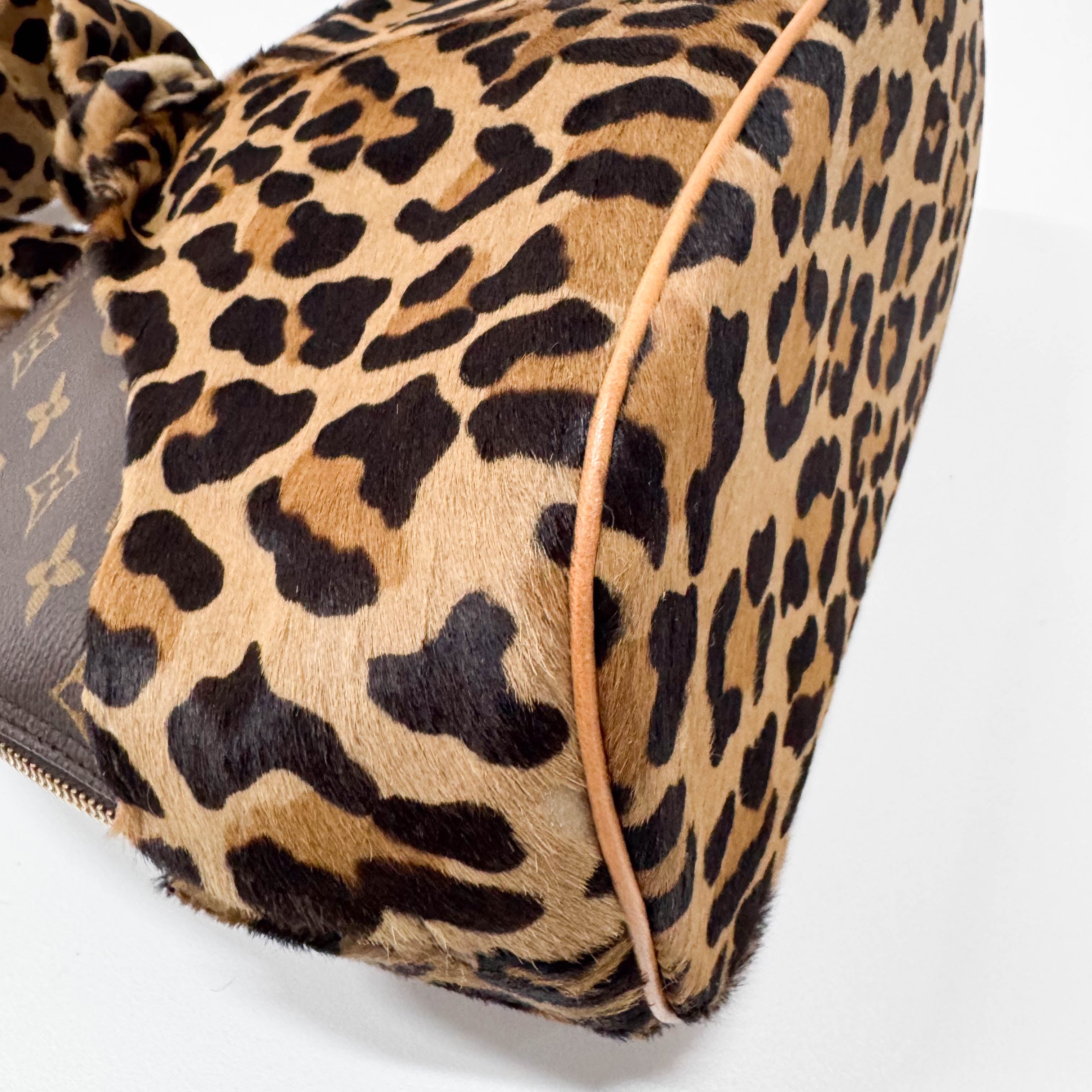 Monogram Leopard Print Pony Hair & Coated Canvas Shoulder Bag